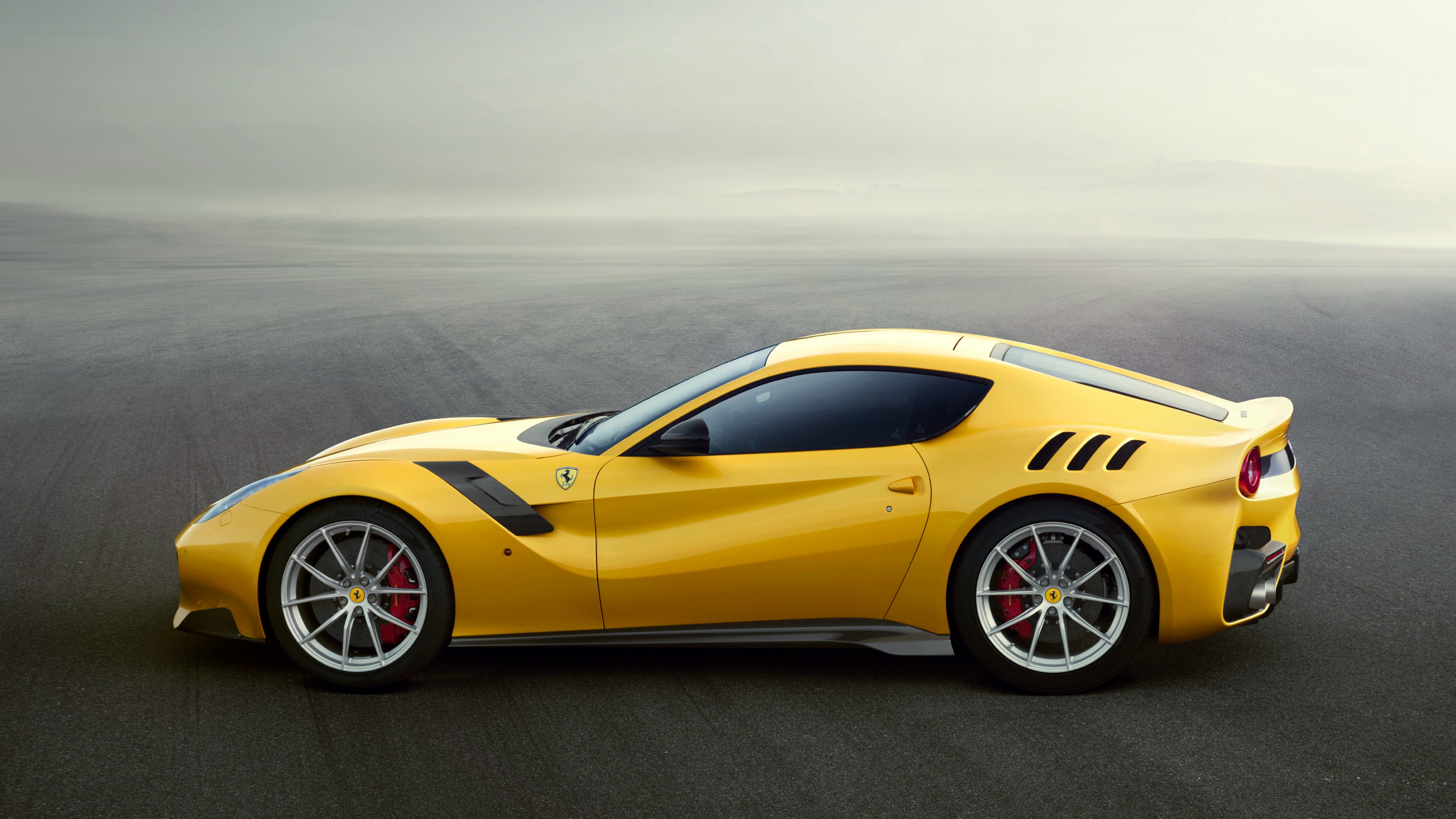 Ferrari F12 TDF, yellow, sport car, HD Wallpaper