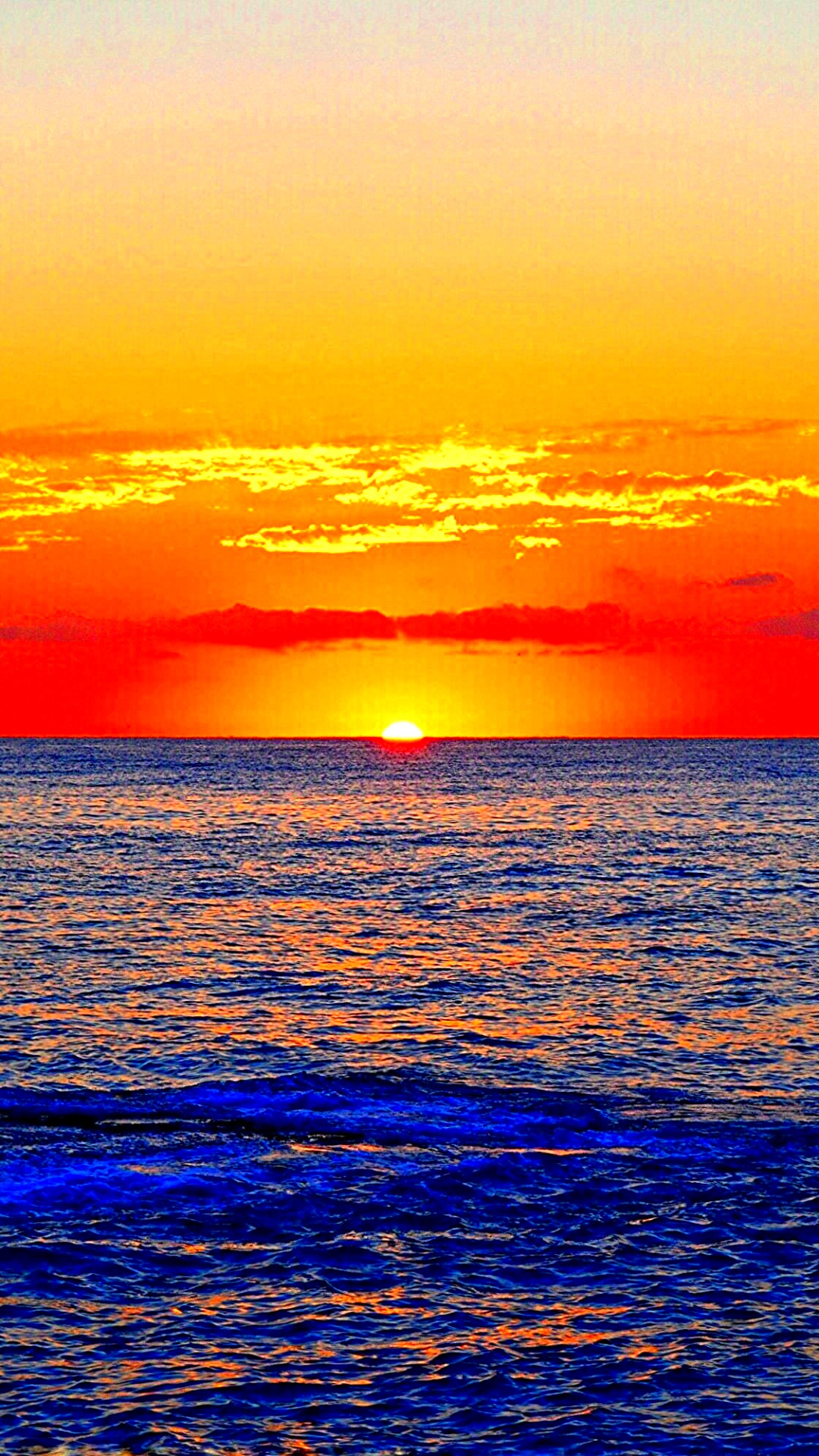 Earth Sunset, Sky, Sea, Ocean, Blue, Orange (Color), 1080x1920, Phone HD Wallpaper