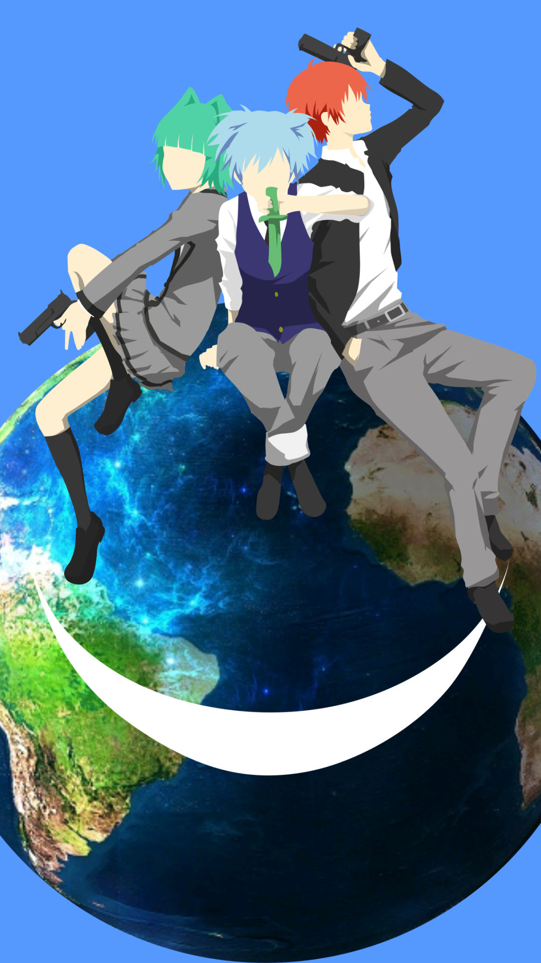 Anime Assassination Classroom, Earth Day, Nagisa Shiota, Karma Akabane, Kaede Kayano, Minimalist, 1080x1920, Phone HD Wallpaper