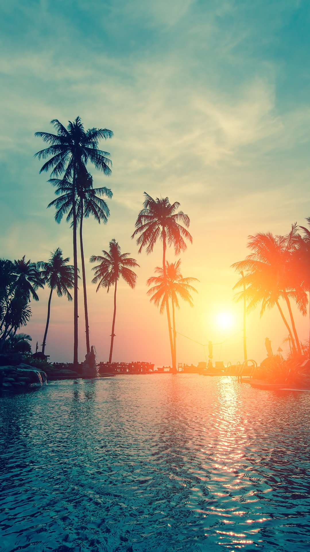 Photography Sunset, Resort, Palm Tree, 1080x1920, Phone HD Wallpaper