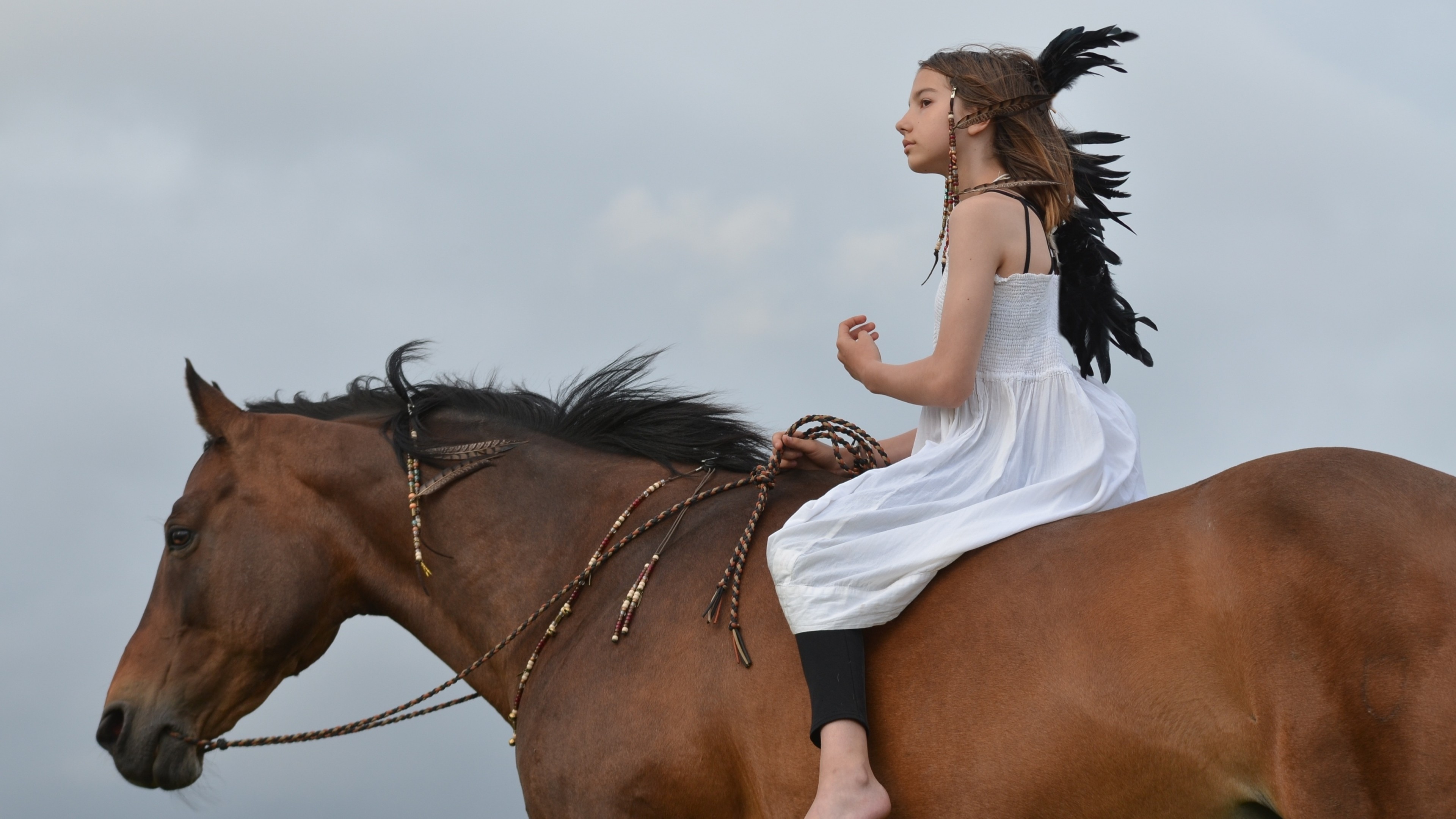 Horse, girl, blond, HD Wallpaper