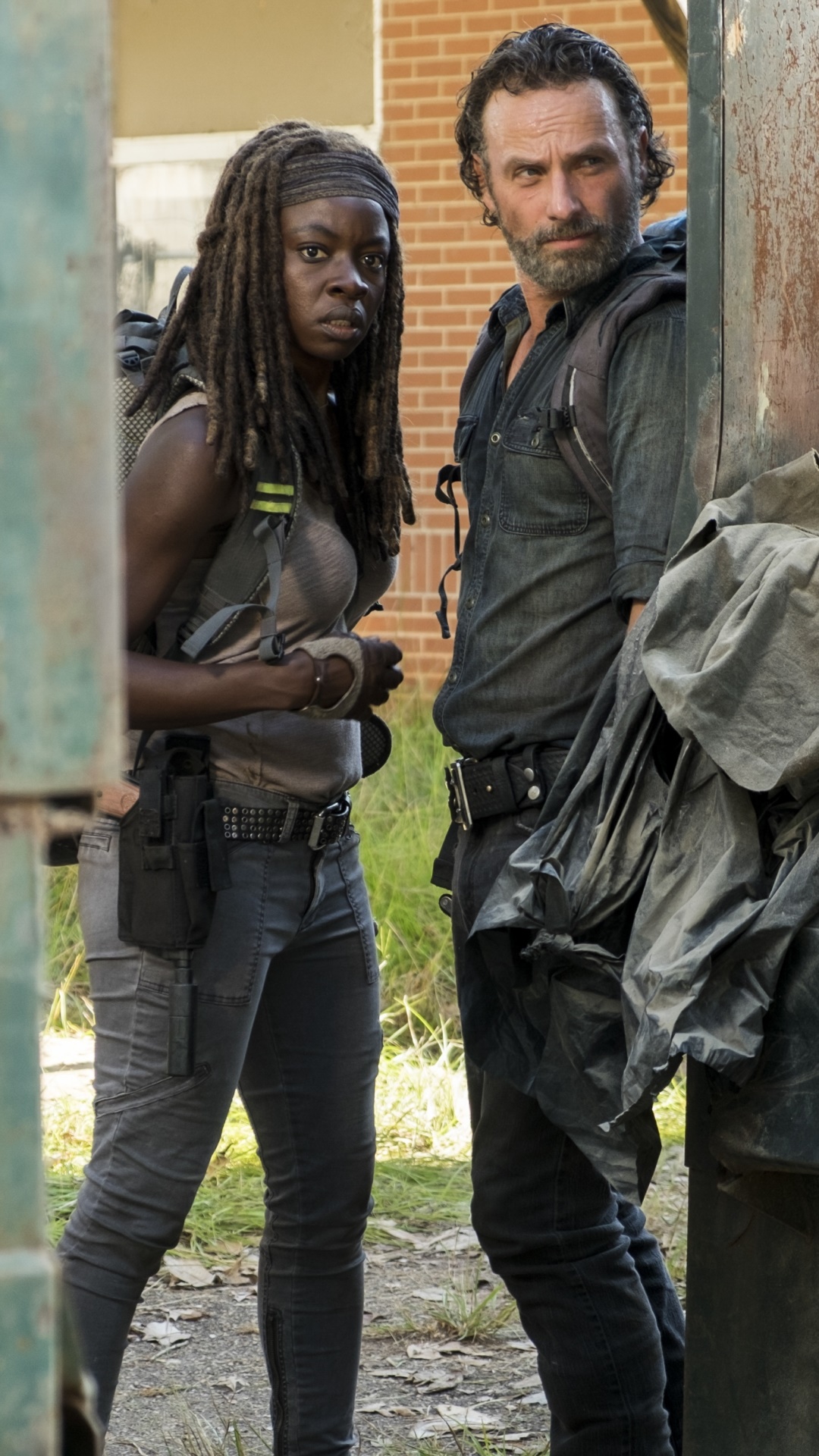 TV Show The Walking Dead, Danai Gurira, Michonne (The Walking Dead), Andrew Lincoln, Rick Grimes, 1080x1920, Phone HD Wallpaper