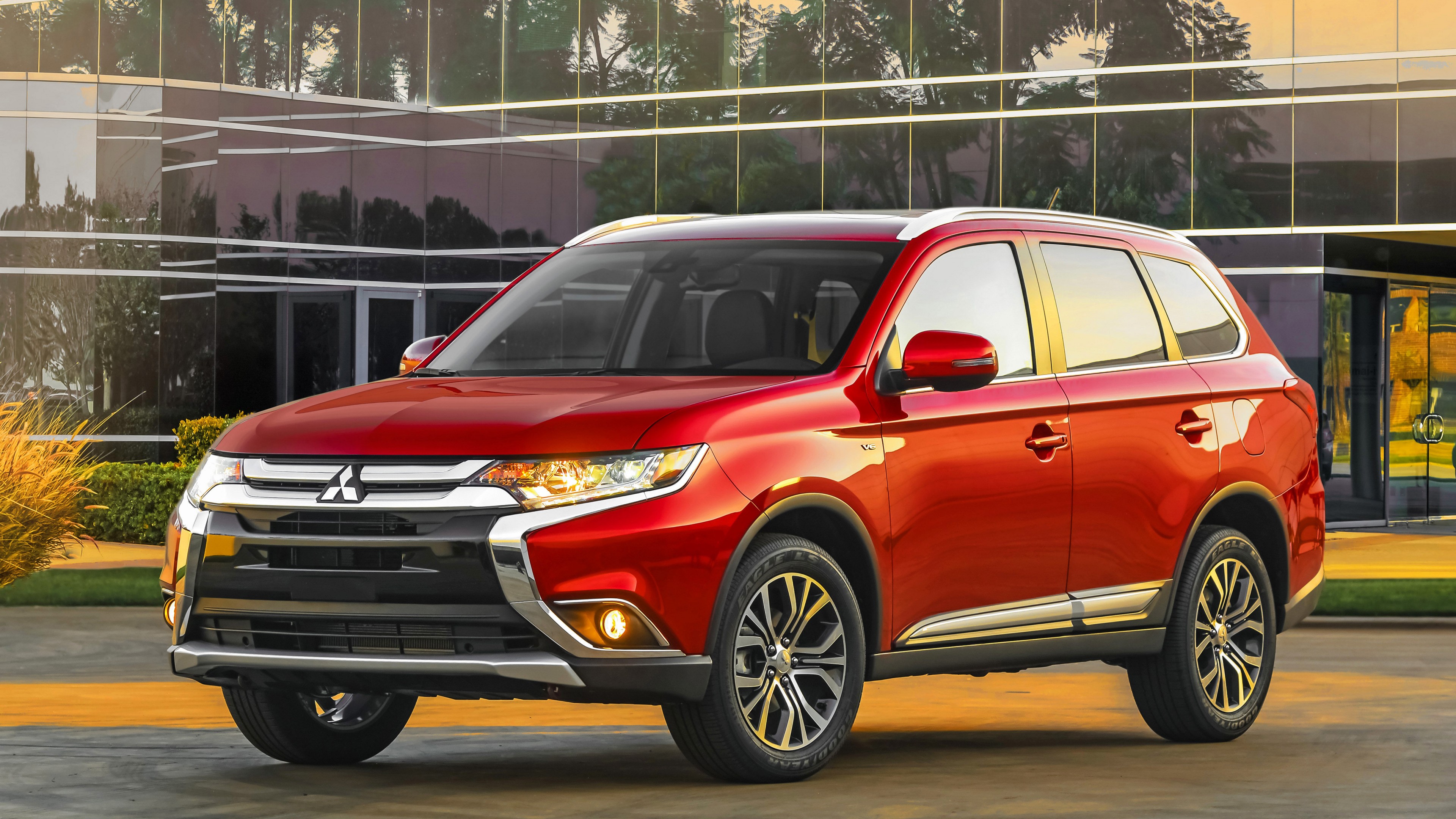 Mitsubishi Outlander, Hybrid, SUV, red, HD Wallpaper