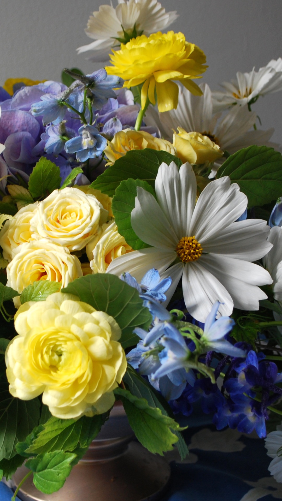 Man Made Flower, Earth, Colorful, Blue Flower, Cosmos, Bouquet, 1080x1920, Phone HD Wallpaper