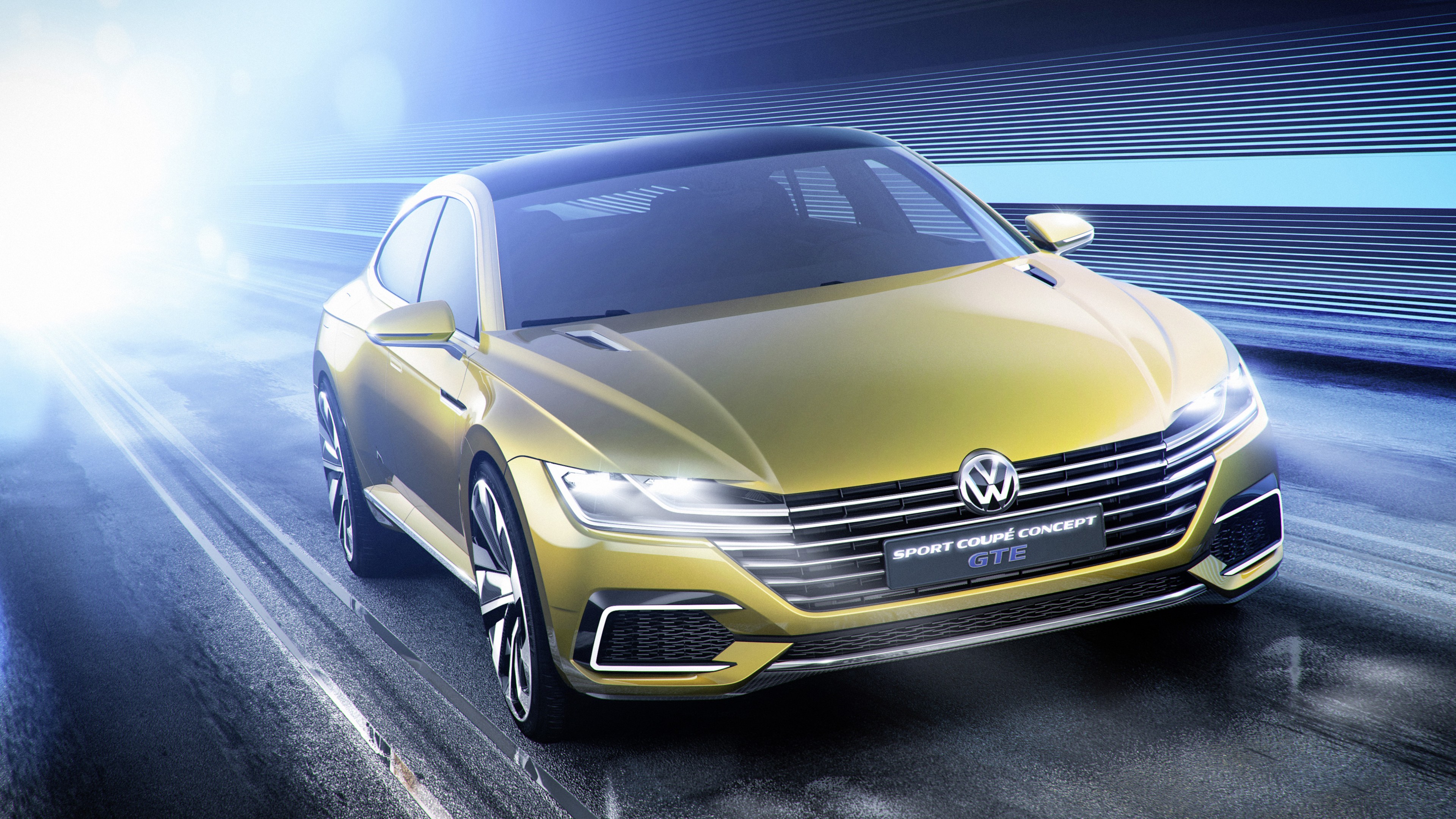 volkswagen sport gte, coupe, concept, yellow., HD Wallpaper