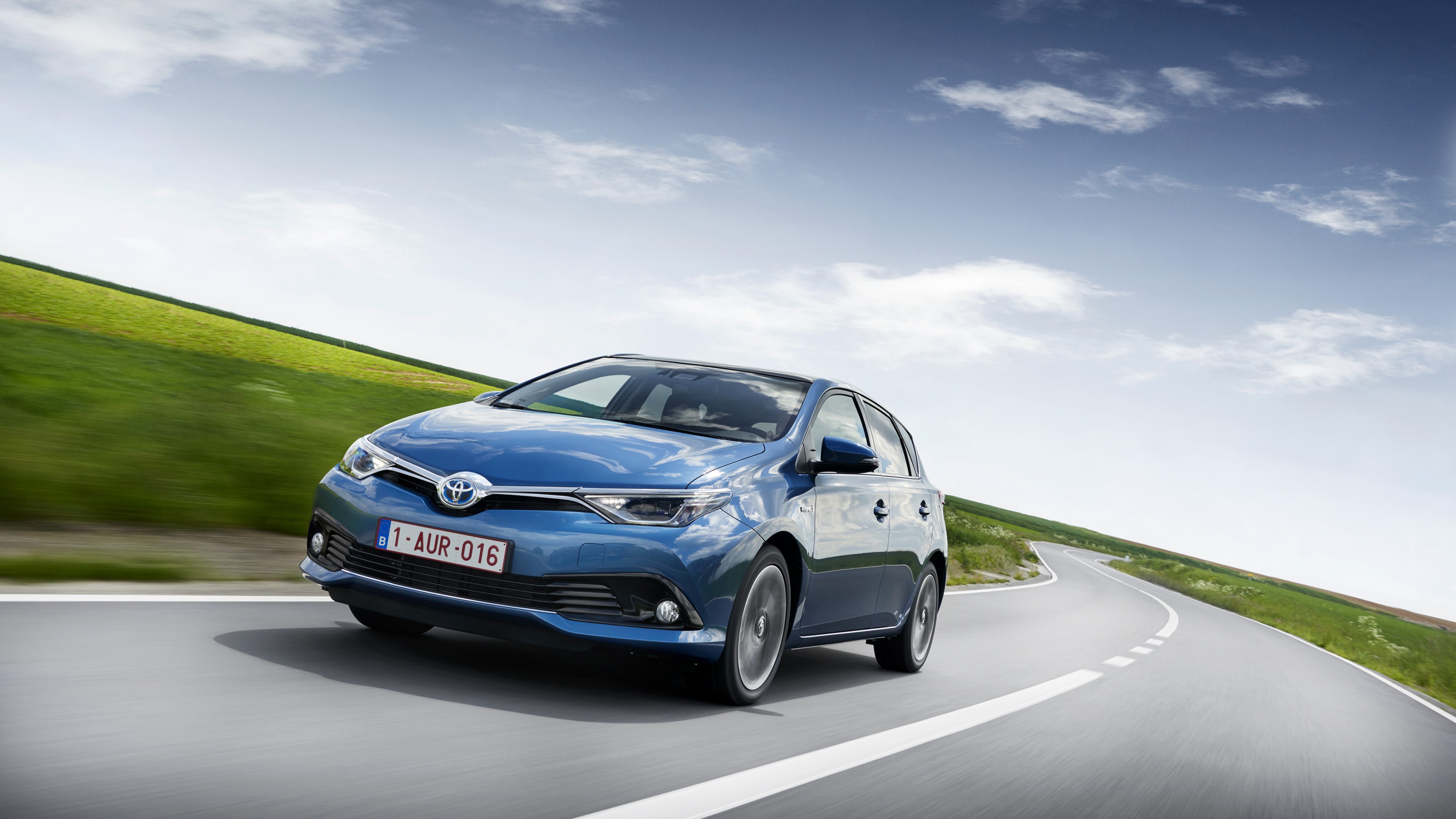 Toyota auris, hatchback, hybrid, blue., HD Wallpaper