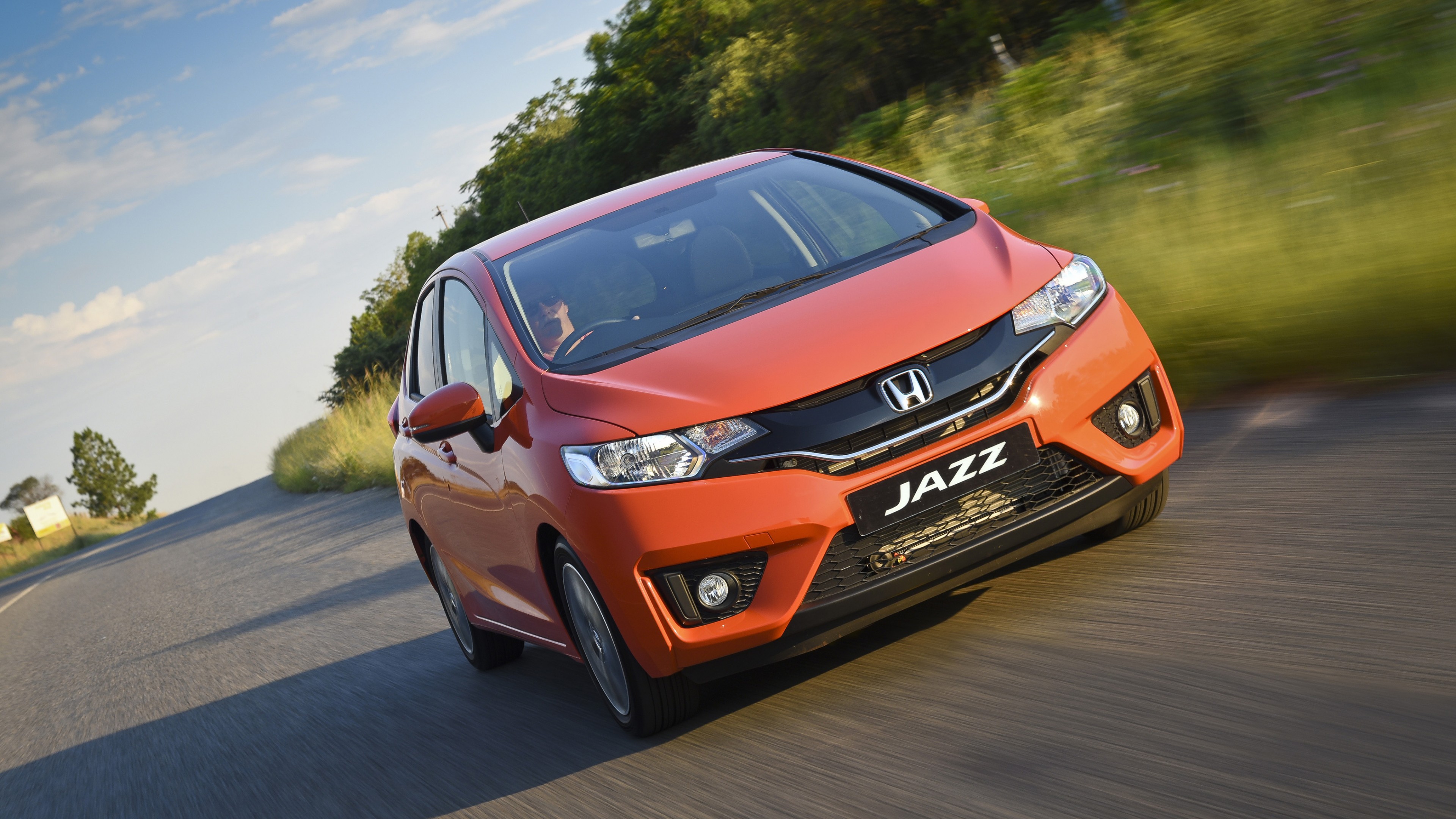 Honda jazz, hatchback, orange., HD Wallpaper