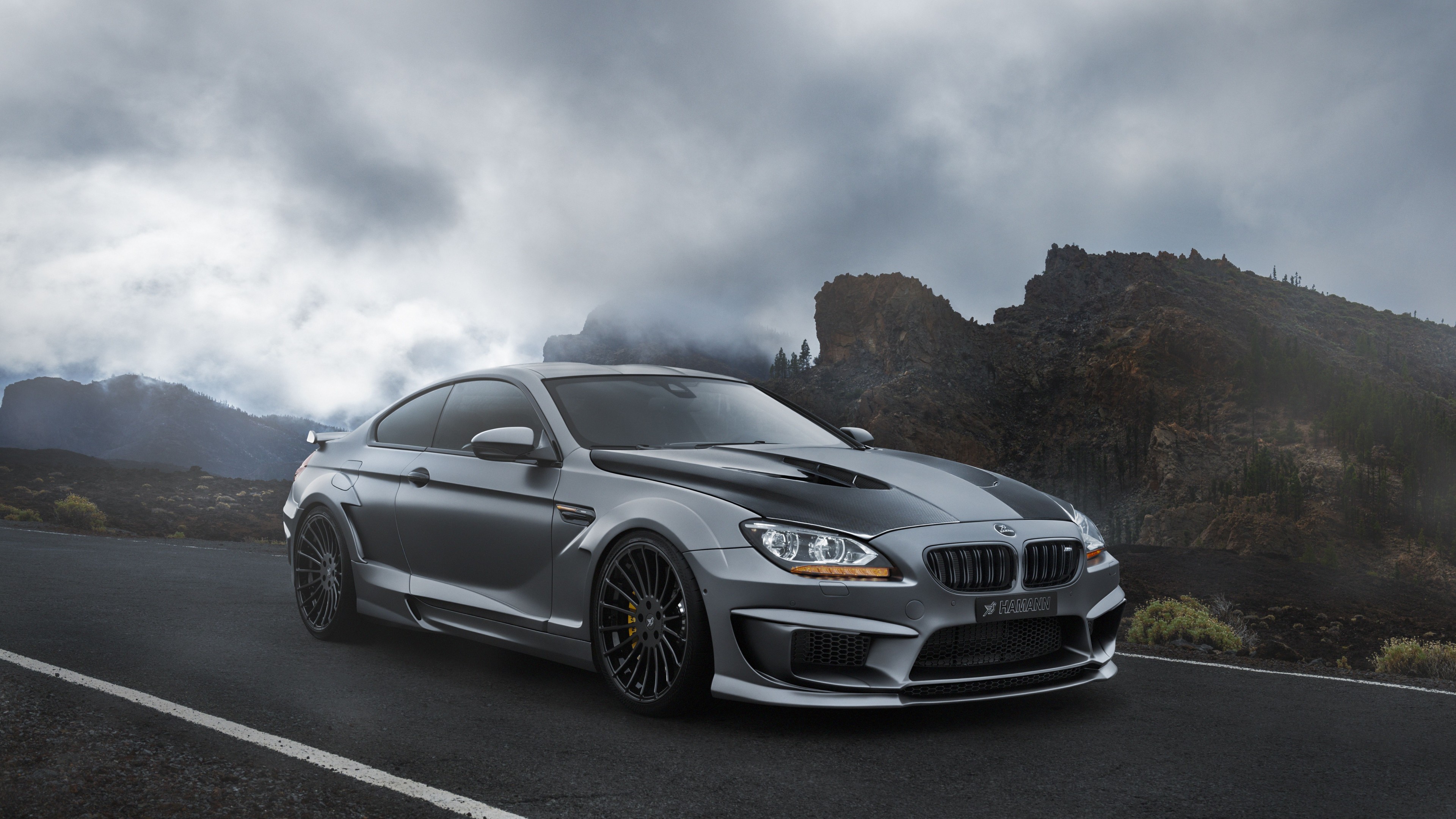 BMW M6, hatchback, gray, rocks., HD Wallpaper