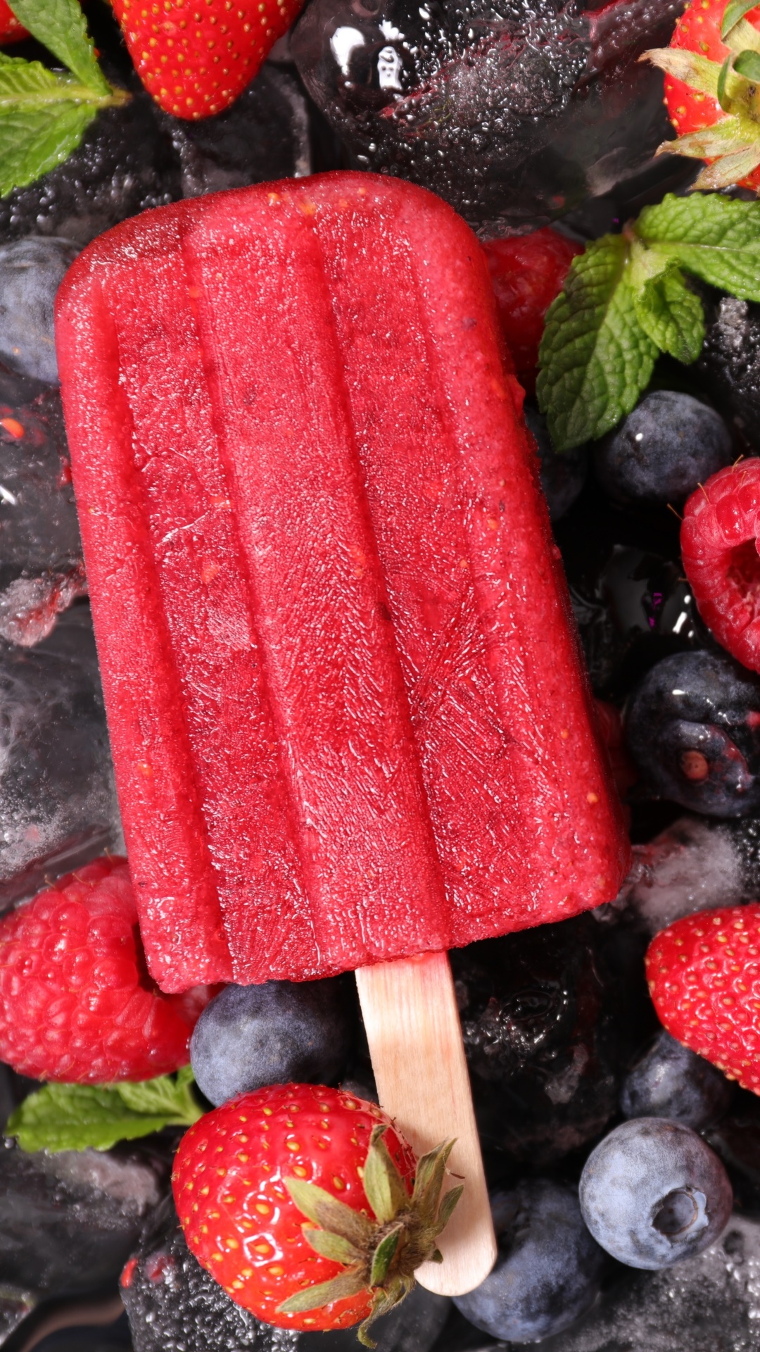 Food Ice Cream, Ice Cube, Blackberry, Fruit, Berry, Blueberry, 1080x1920, Phone HD Wallpaper