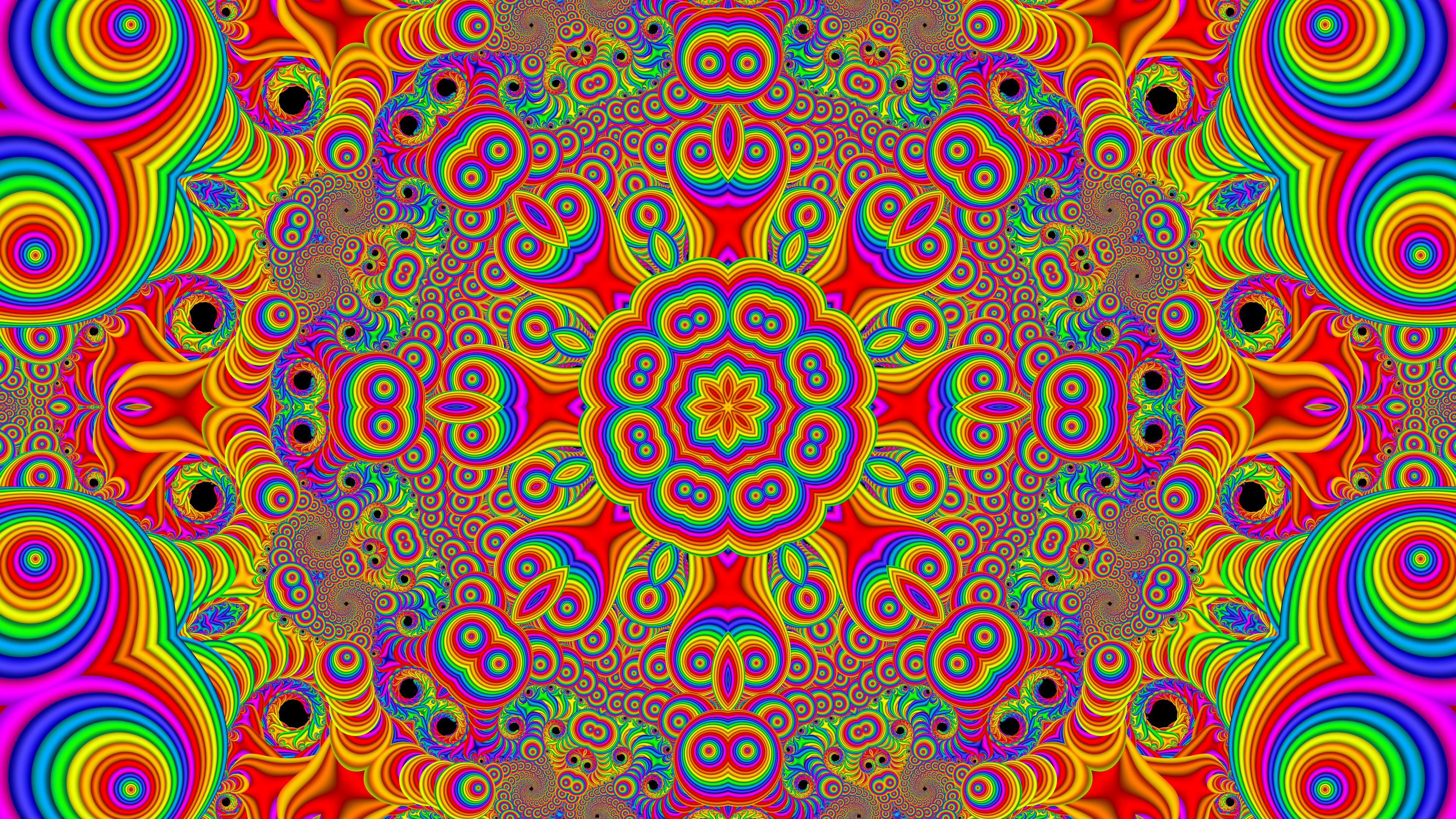 abstraction, colorful, circles, shapes, 4k, HD Wallpaper