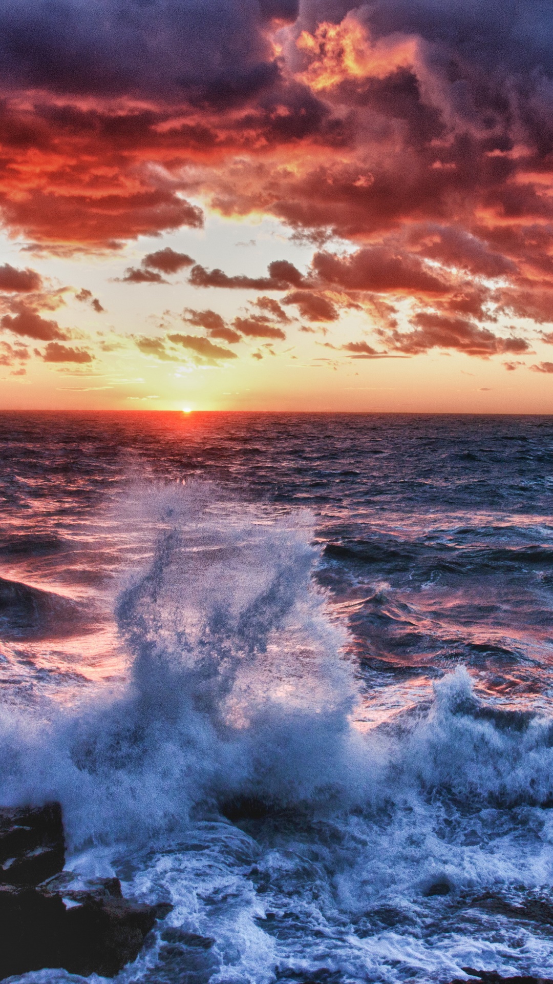Earth Sunset, Colors, Scenic, Ocean, Wave, 1080x1920, Phone HD Wallpaper