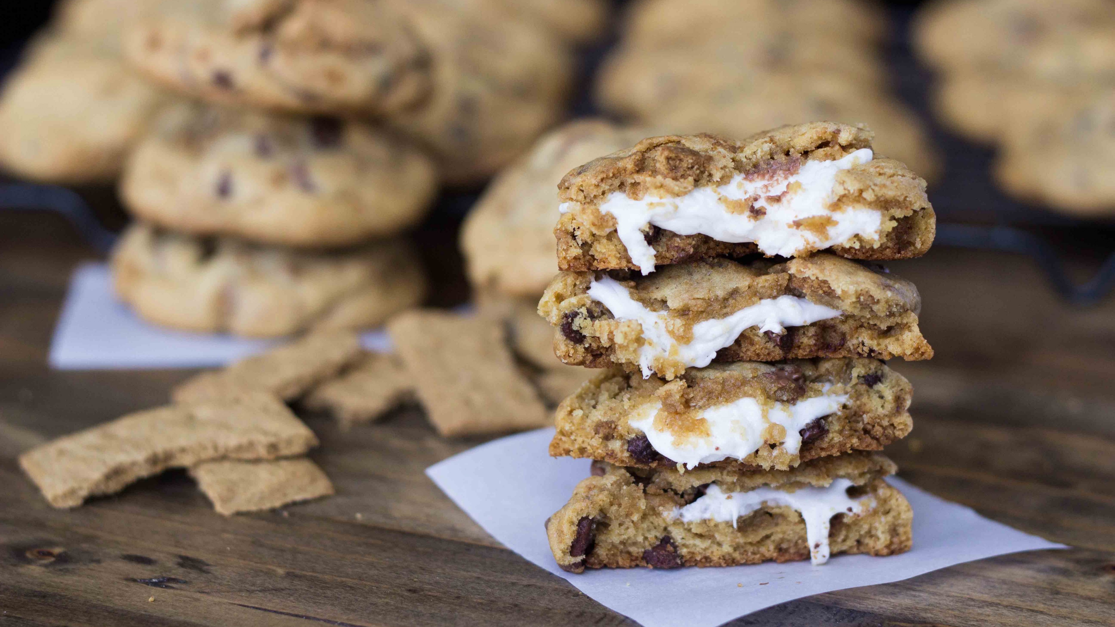 Cookies, marchmallow, chocolate, HD Wallpaper