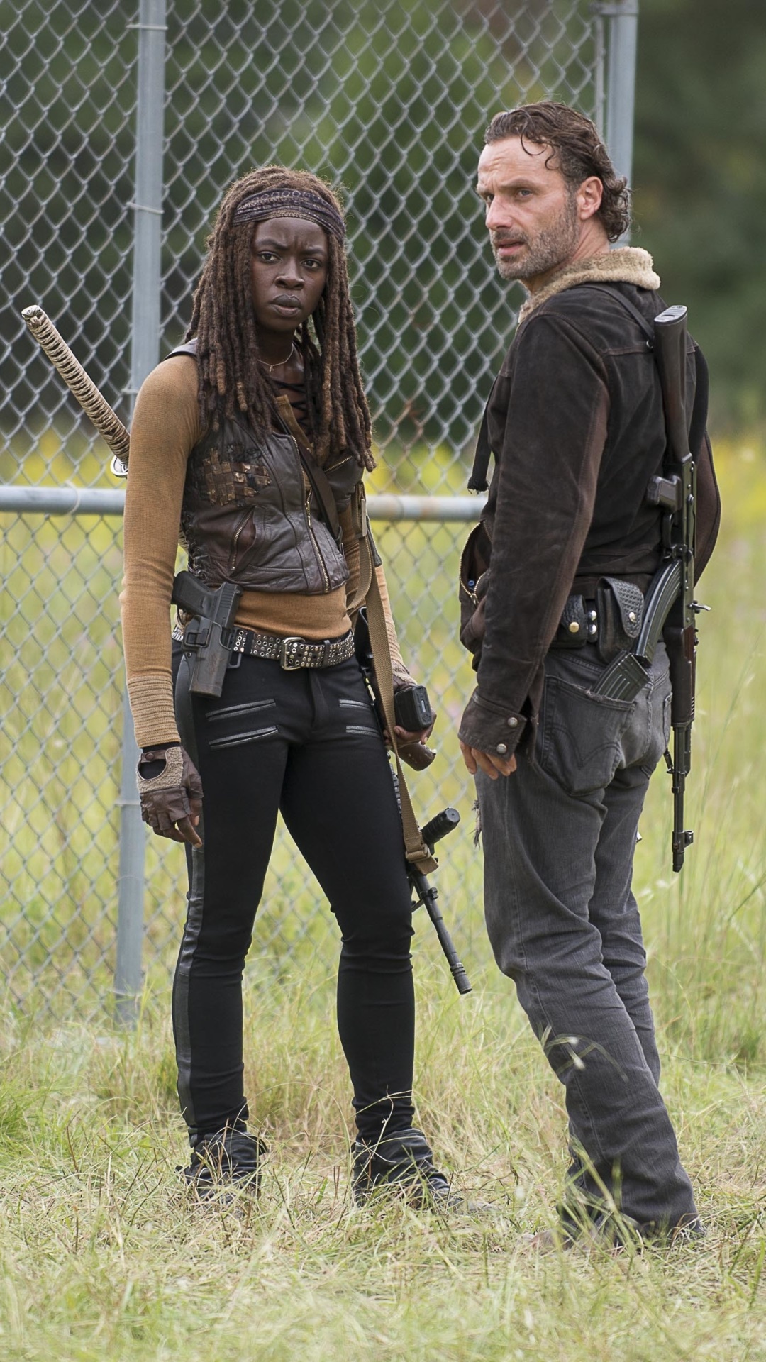TV Show The Walking Dead, Danai Gurira, Andrew Lincoln, Rick Grimes, Michonne (The Walking Dead), 1080x1920, Phone HD Wallpaper