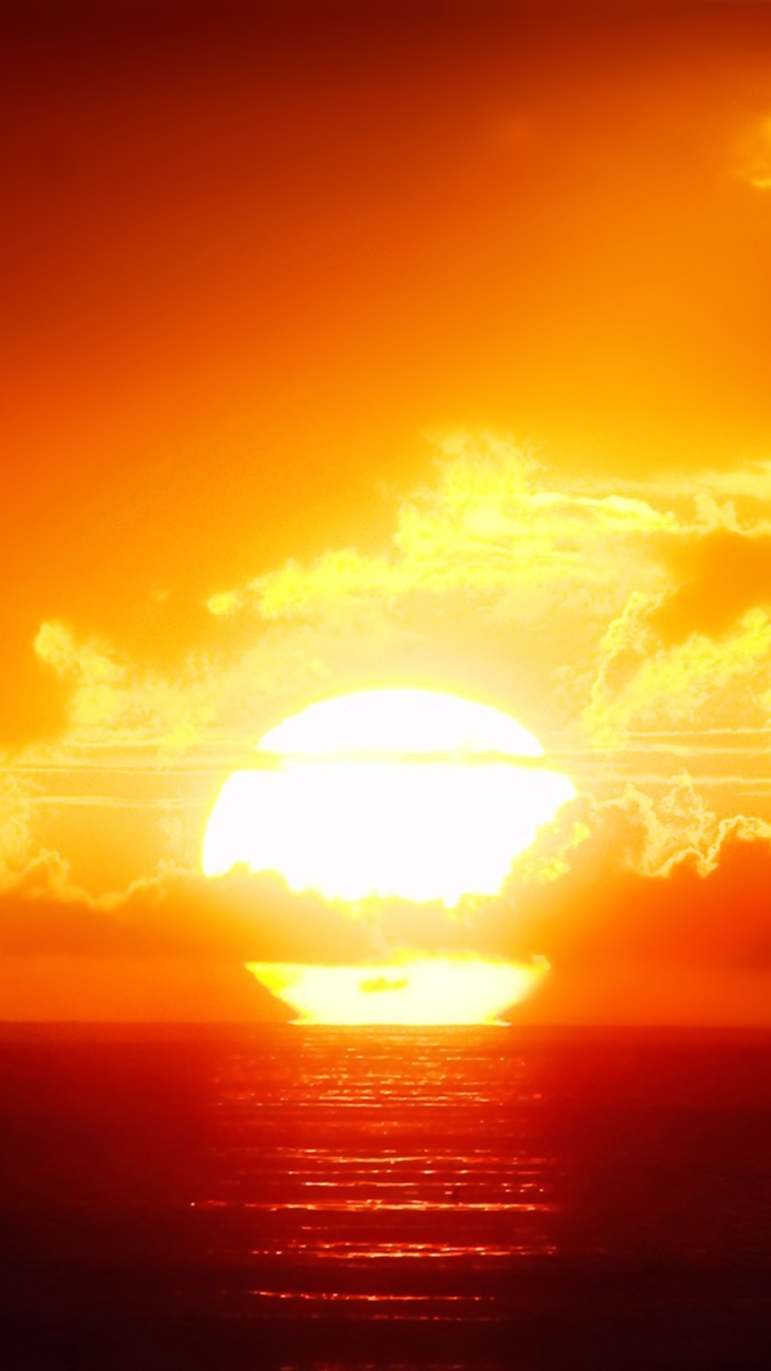Earth Sunset, Sea, Orange (Color), Nature, Cloud, Ocean, 1080x1920, Phone HD Wallpaper