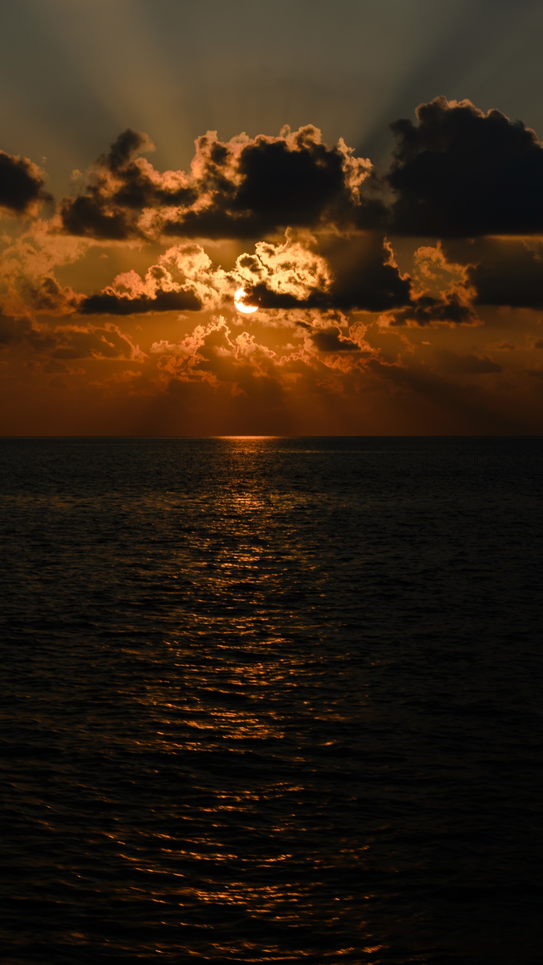 Earth Sunset, Ocean, Sunbeam, Cloud, Horizon, Sun, 1080x1920, Phone HD Wallpaper