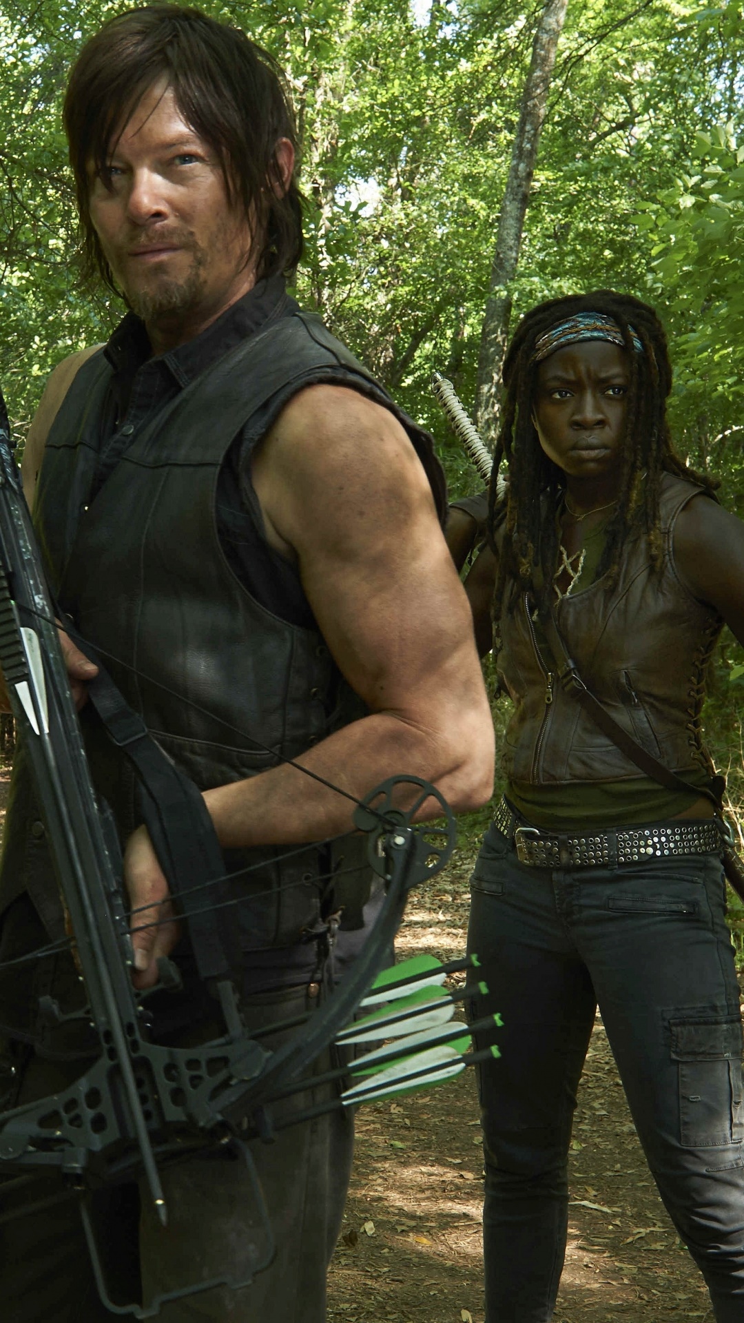 TV Show The Walking Dead, Michonne (The Walking Dead), Crossbow, Norman Reedus, Daryl Dixon, Danai Gurira, 1080x1920, Phone HD Wallpaper