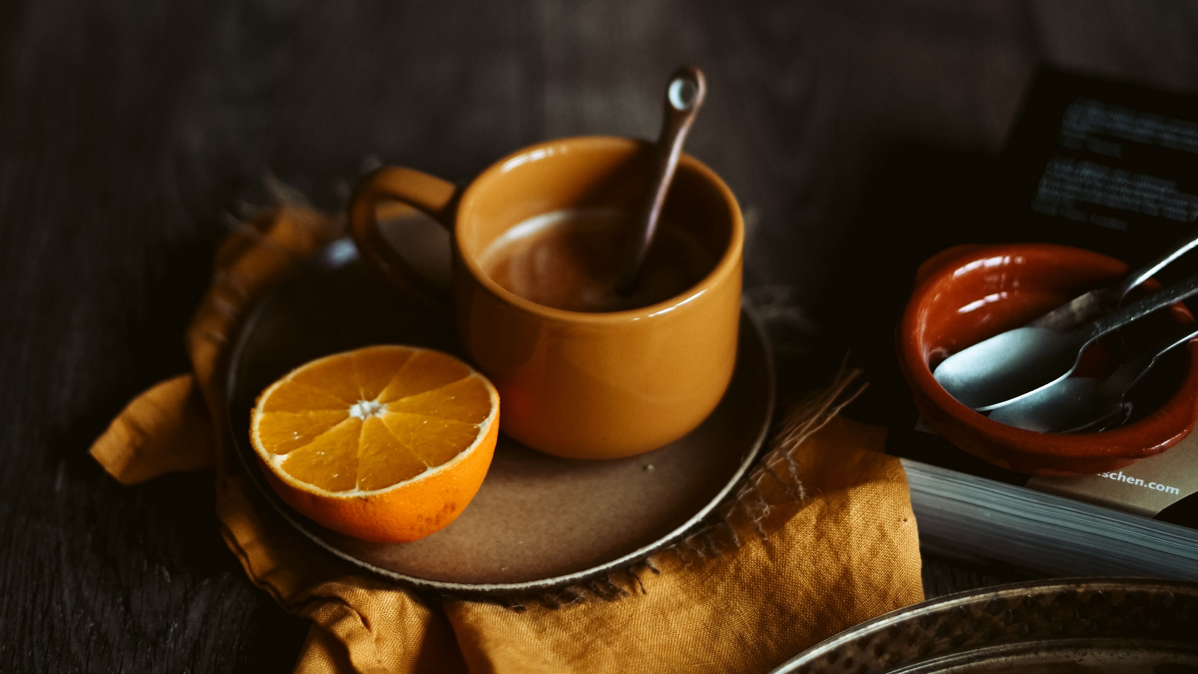 cup, orange, comfort, 4k, HD Wallpaper