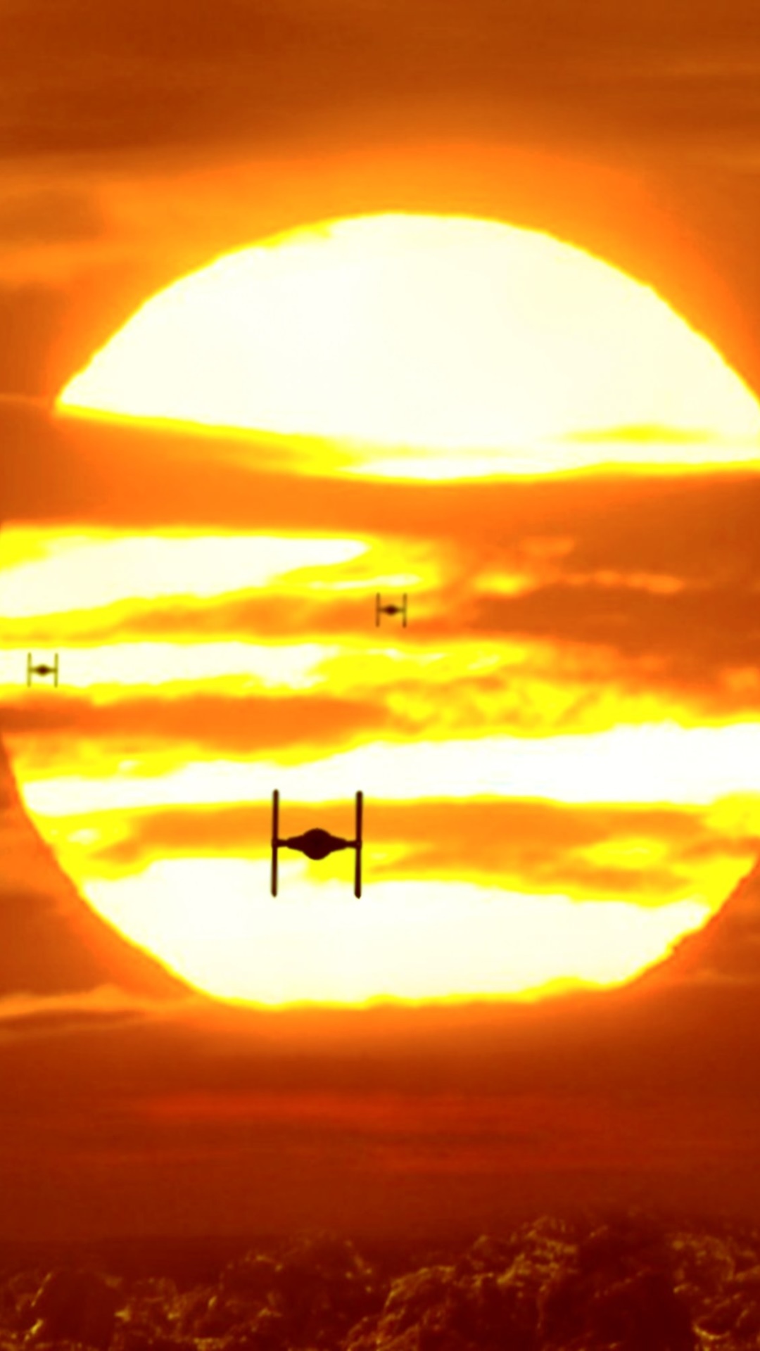 Movie Star Wars Episode VII: The Force Awakens, Star Wars, TIE Fighter, Sunset, 1080x1920, Phone HD Wallpaper