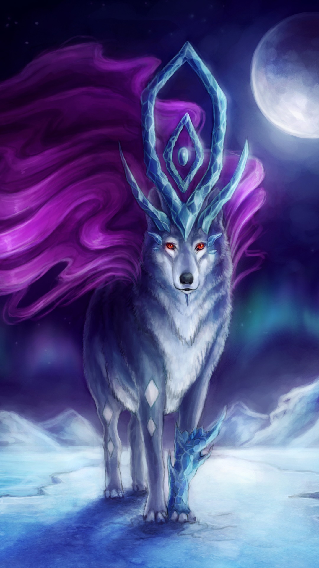 Anime Pokémon, Moon, Suicune (Pokémon), Legendary Pokémon, Wolf, Fantasy, 1080x1920, Phone HD Wallpaper