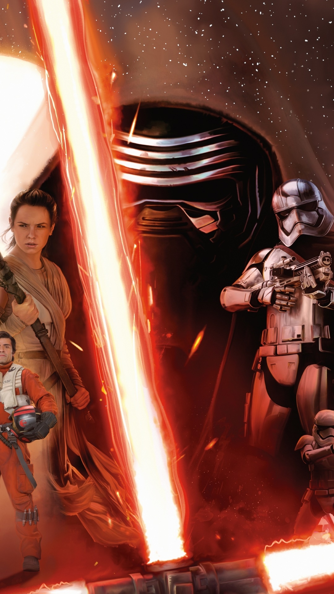 Movie Star Wars Episode VII: The Force Awakens, Star Wars, Rey (Star Wars), Captain Phasma, Poe Dameron, Kylo Ren, 1080x1920, Phone HD Wallpaper