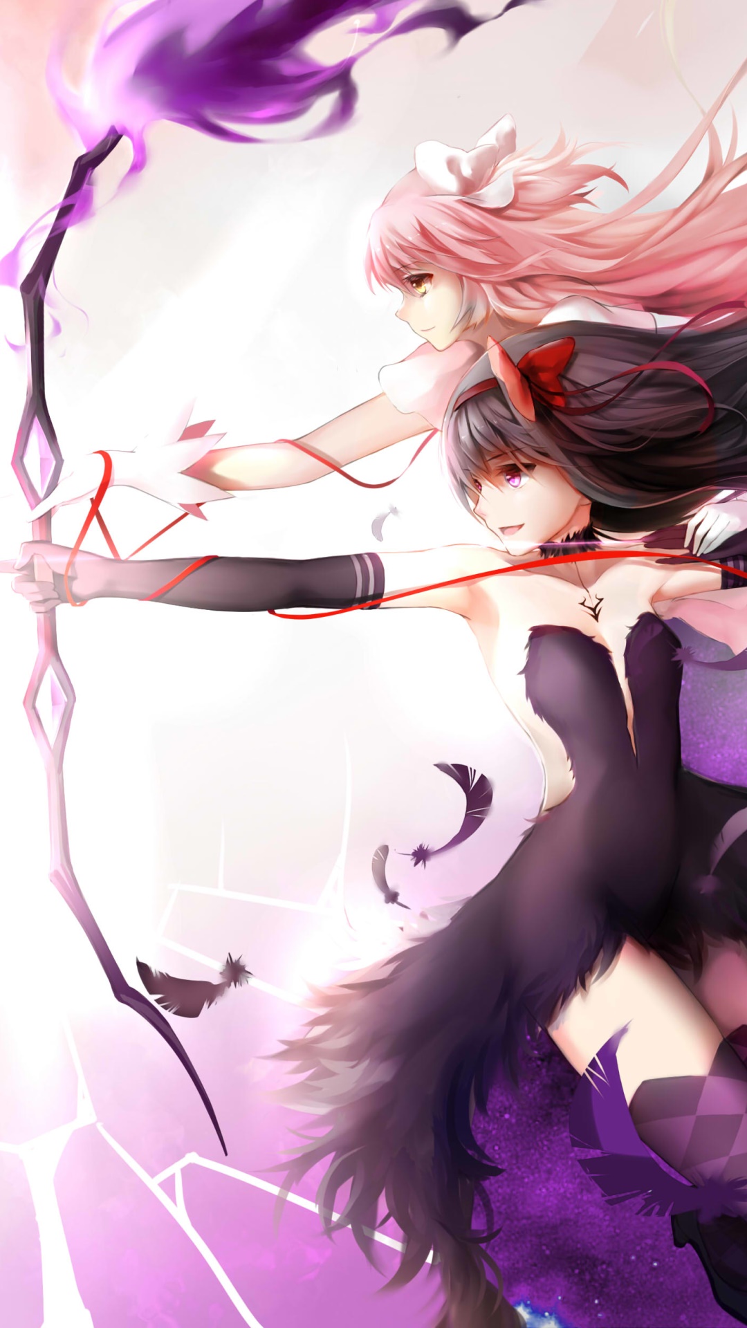 Anime Puella Magi Madoka Magica, Homura Akemi, Madoka Kaname, 1080x1920, Phone HD Wallpaper