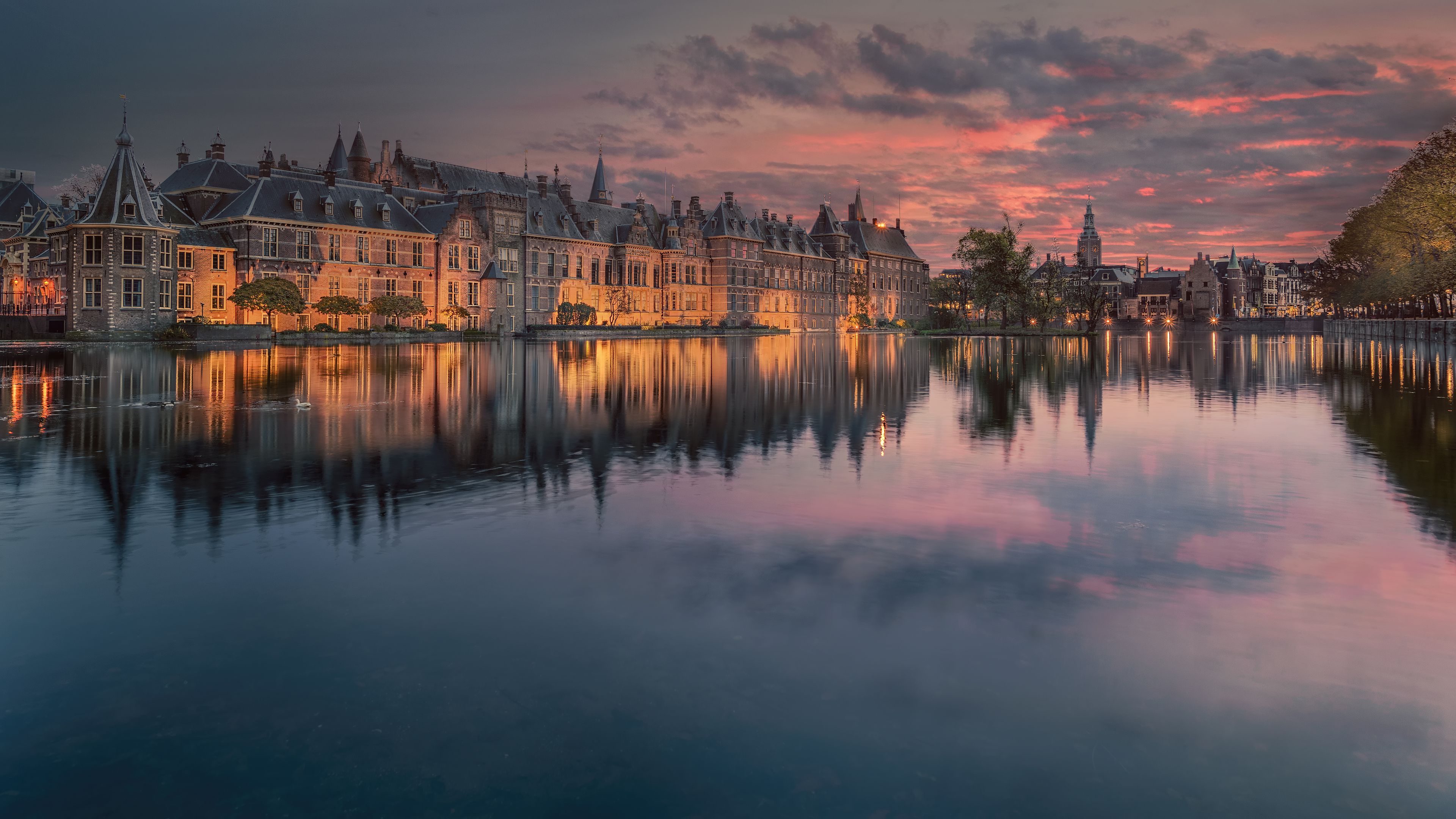 castle, palace, lake, reflection, 4k, HD Wallpaper