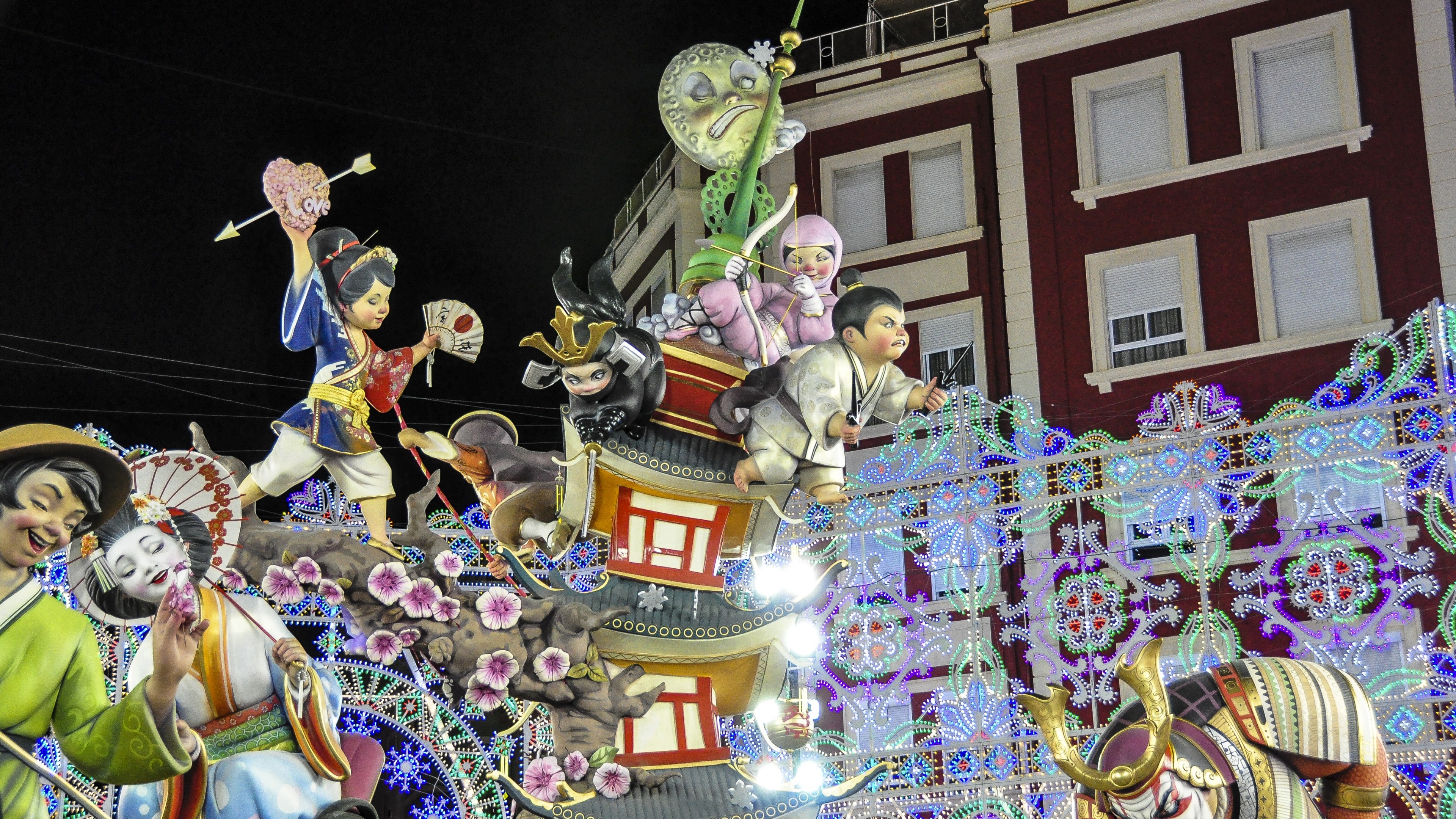 Las Fallas, holiday Valencian Community, Spain, fire, spring, burning of giant puppets, event, HD Wallpaper