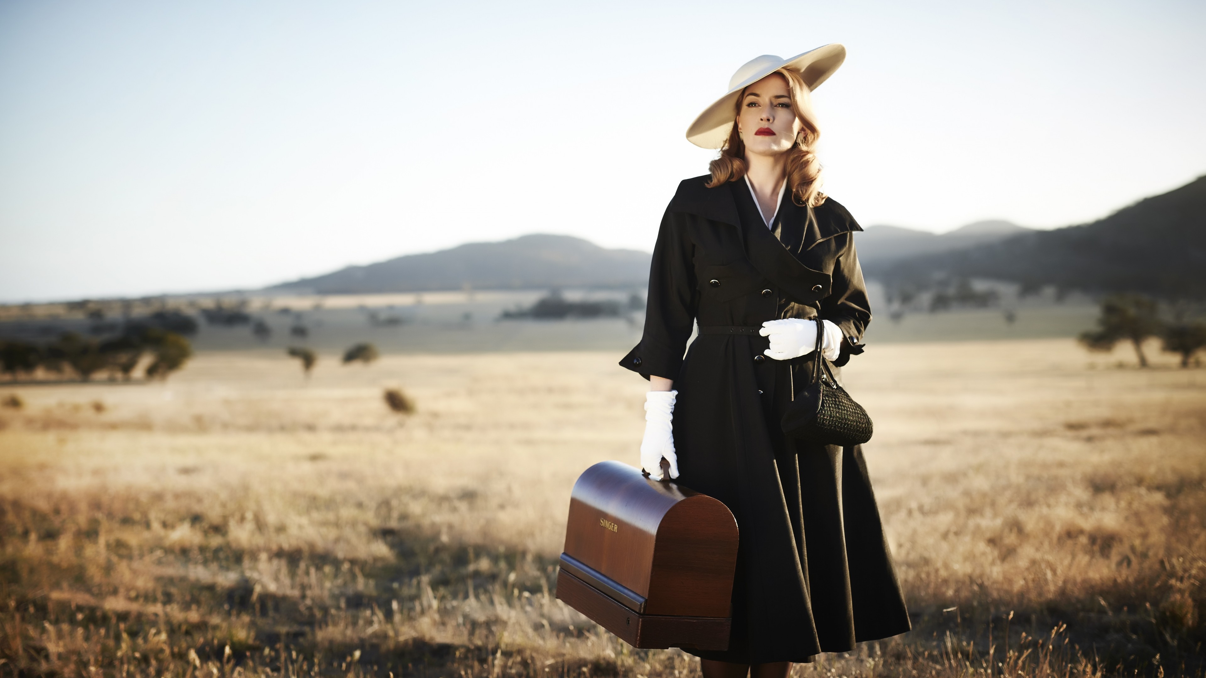 Kate Winslet, Most Popular Celebs in 2015, actress, singer, hat, field, HD Wallpaper