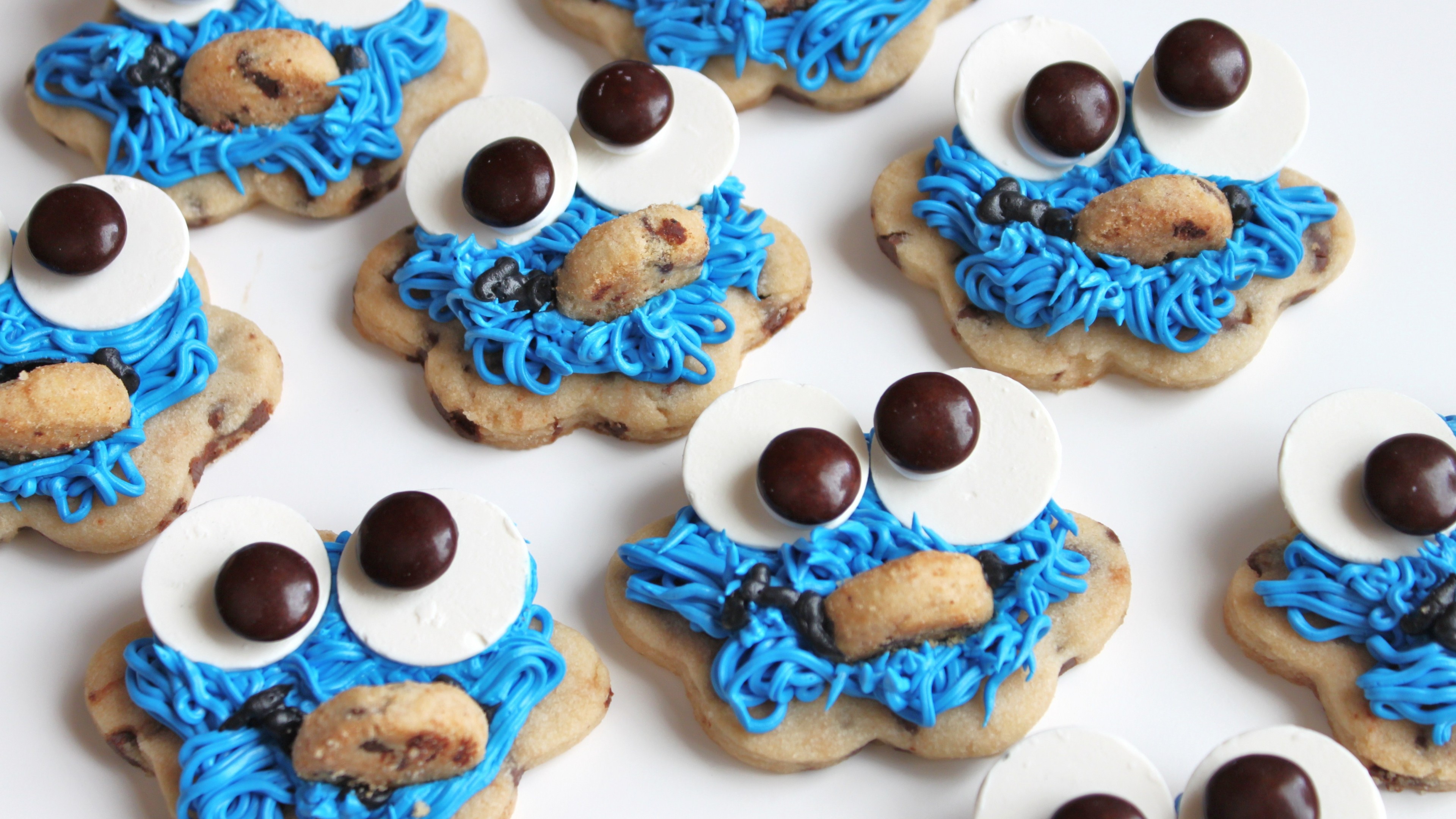 cookies, monster cookie, eyes, mouth, hair, blue, cooking, recipe, HD Wallpaper