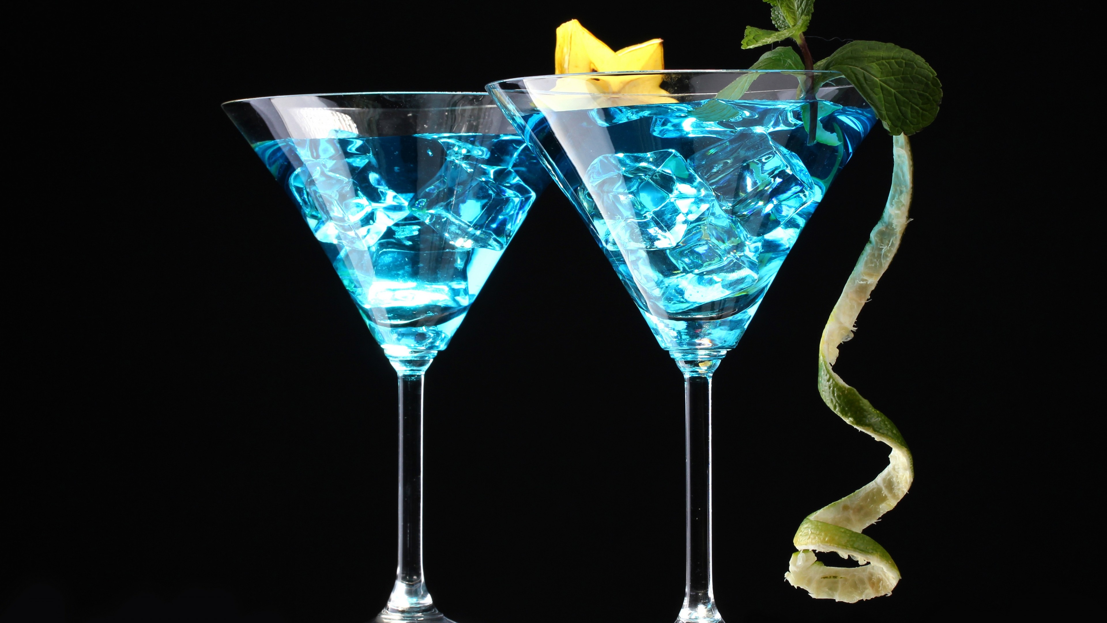 cocktails, Bombay gin, ice, mint, lime, HD Wallpaper
