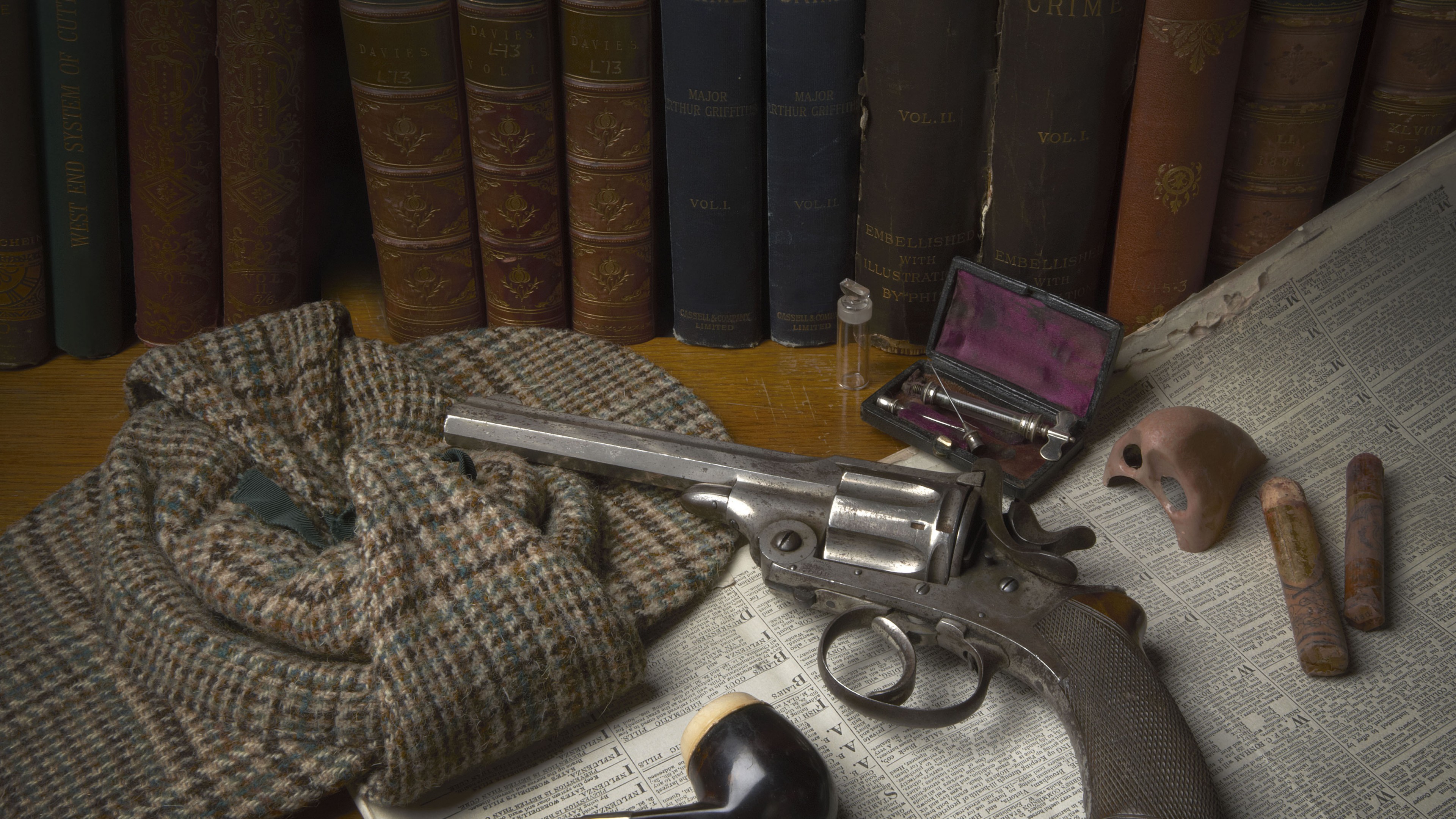 antique revolver, classic pistol, books, bullets, gunpowder, HD Wallpaper