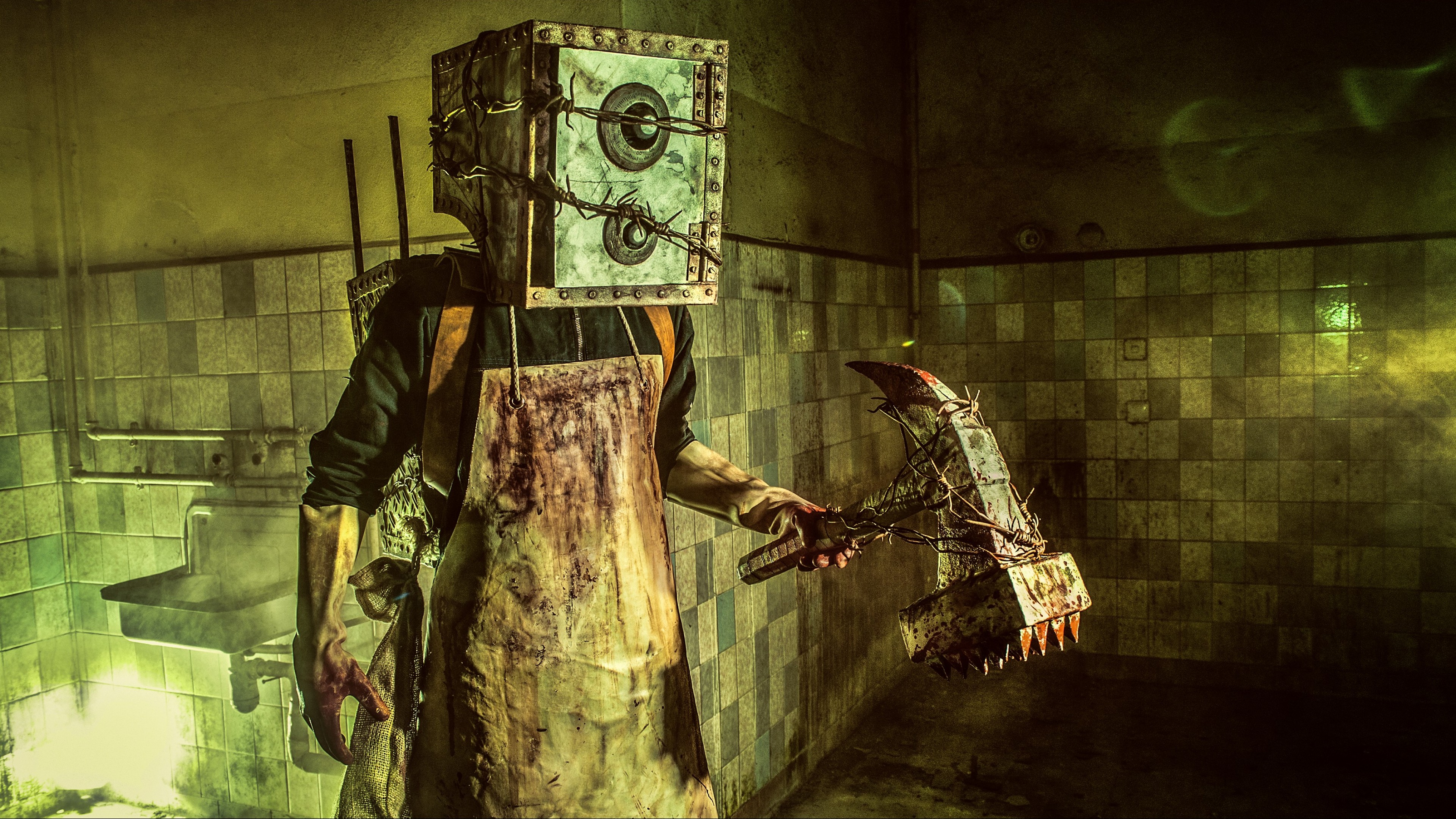 The Evil Within, game, survival horror, Evil Within, The Keeper, Boxman, axe, monster, Mikami, cosplay, HD Wallpaper