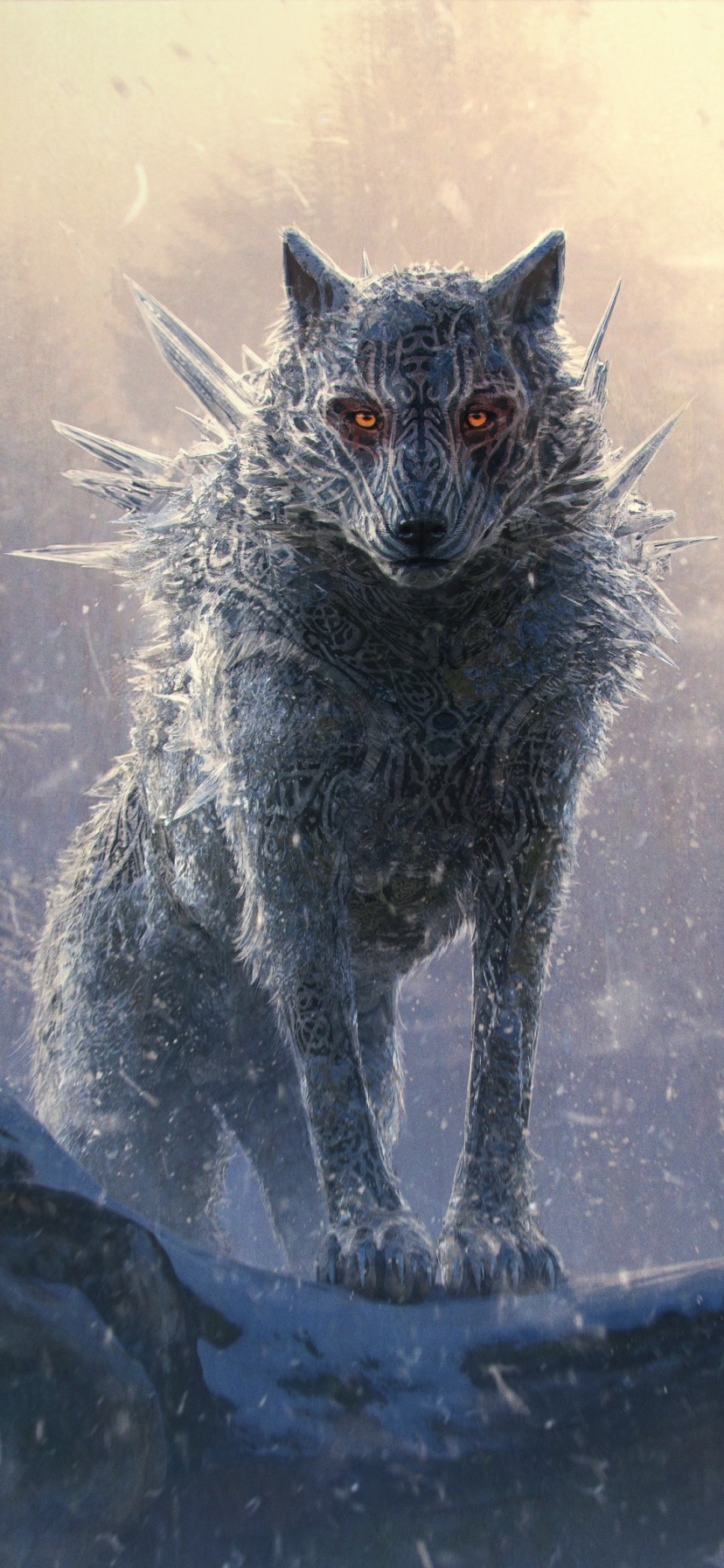 Fantasy Wolf, 828x1792, Phone HD Wallpaper