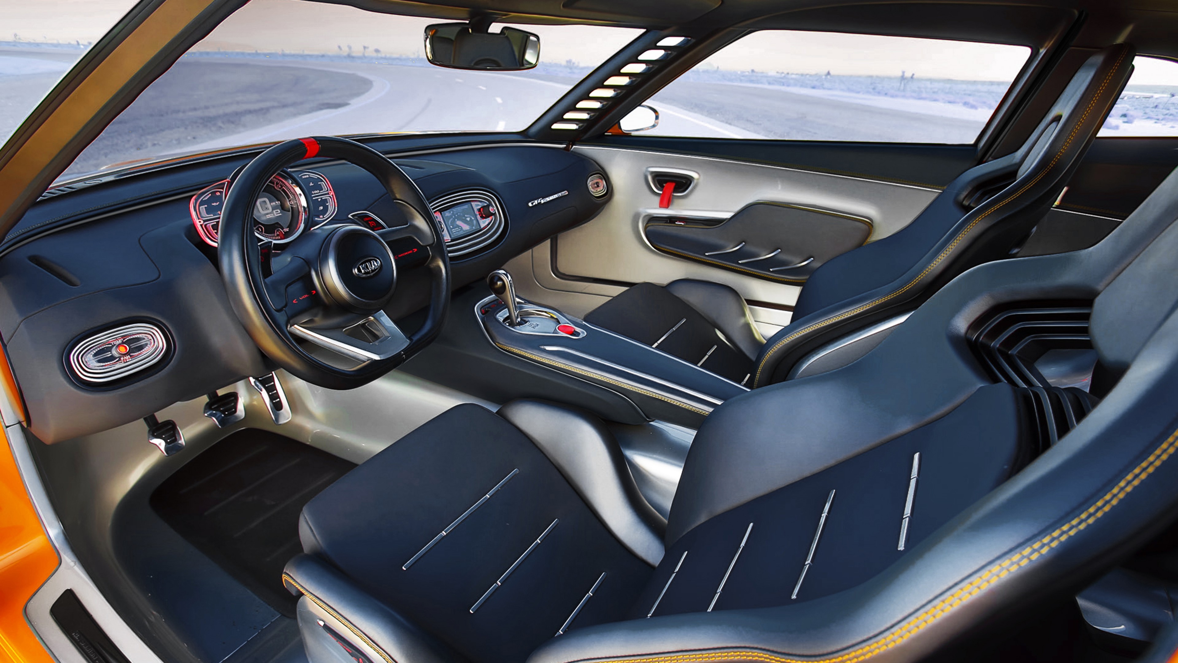 Kia GT4 Stinger, concept, supercar, luxury cars, sports car, yellow, interior, review, test drive, HD Wallpaper