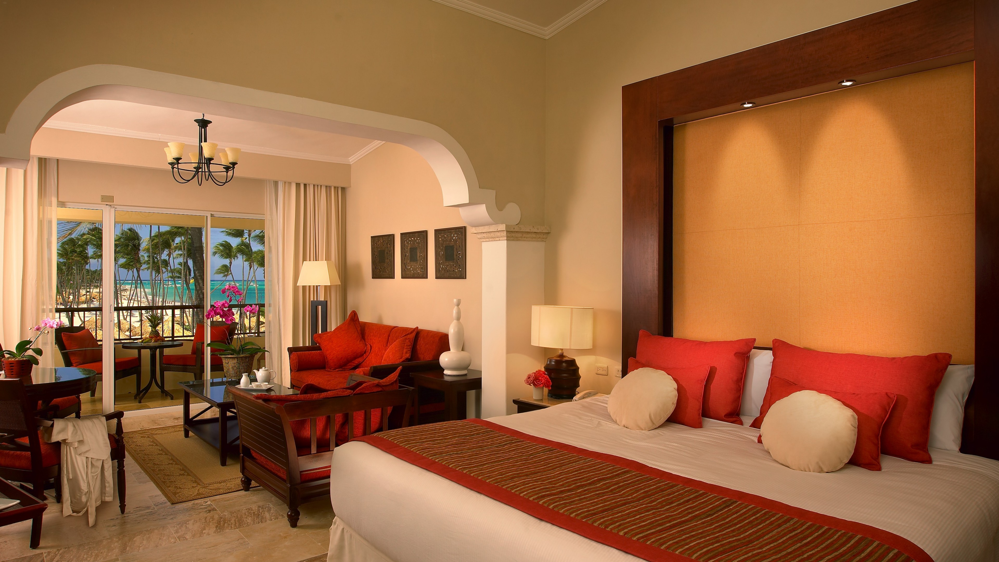 Paradisus Palma Real, Punta Kana, Best Hotels of 2015, tourism, travel, resort, vacation, bed, orange, HD Wallpaper