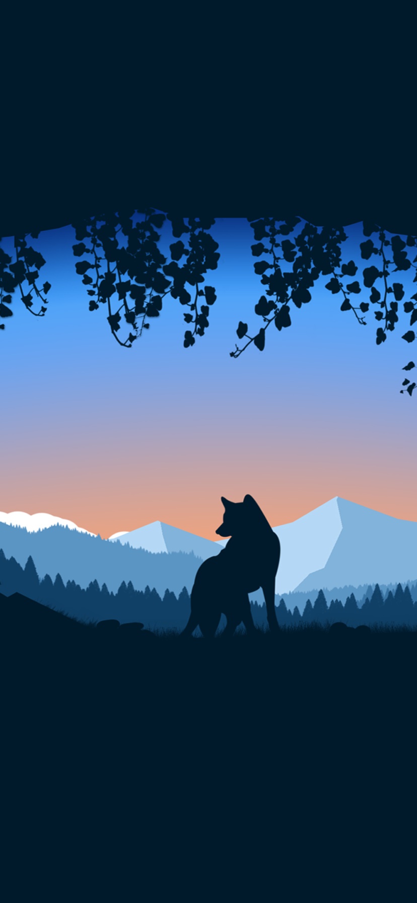Artistic Minimalist, Wolf, Cave, 828x1792, Phone HD Wallpaper