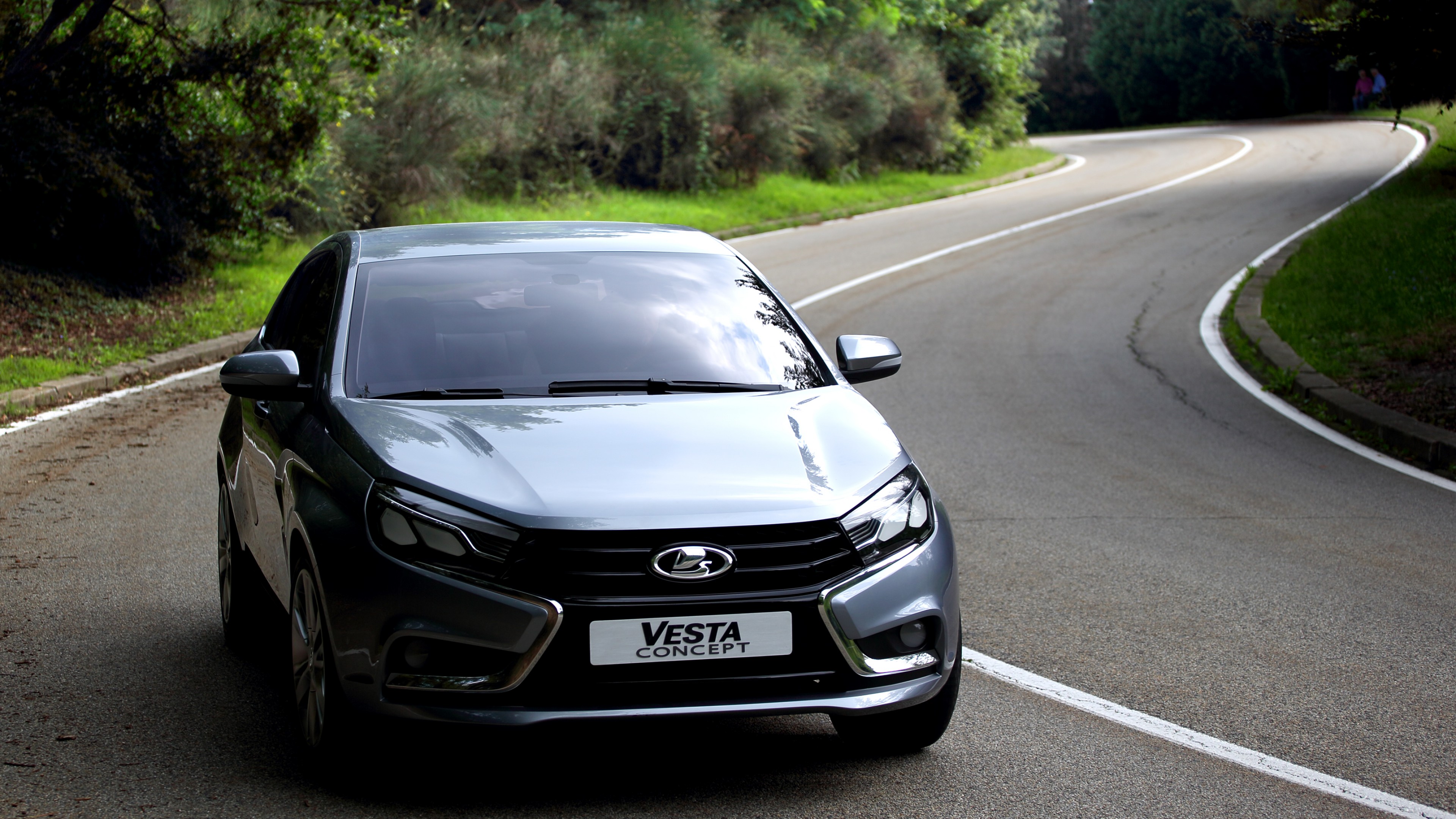 Lada Vesta, Kalina, sports car, city cars, review, test drive, 2015 cars, front, side, HD Wallpaper