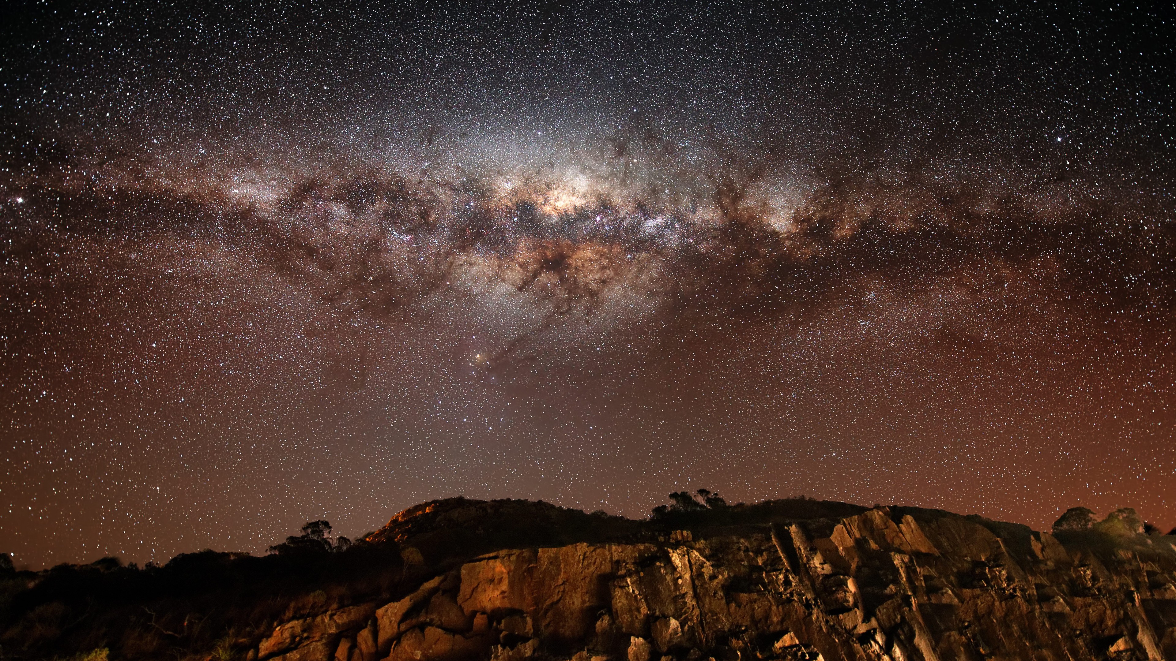 night sky, stars, night, Milky Way, mountains, land, HD Wallpaper