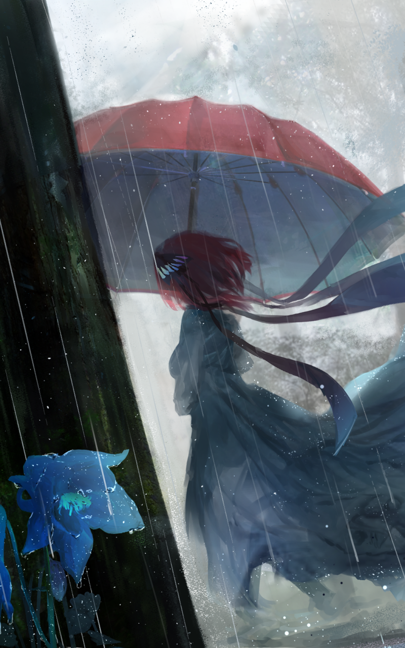 Anime The Quintessential Quintuplets, Nino Nakano, Umbrella, Rain, 5-Toubun No Hanayome, 800x1280, Phone HD Wallpaper
