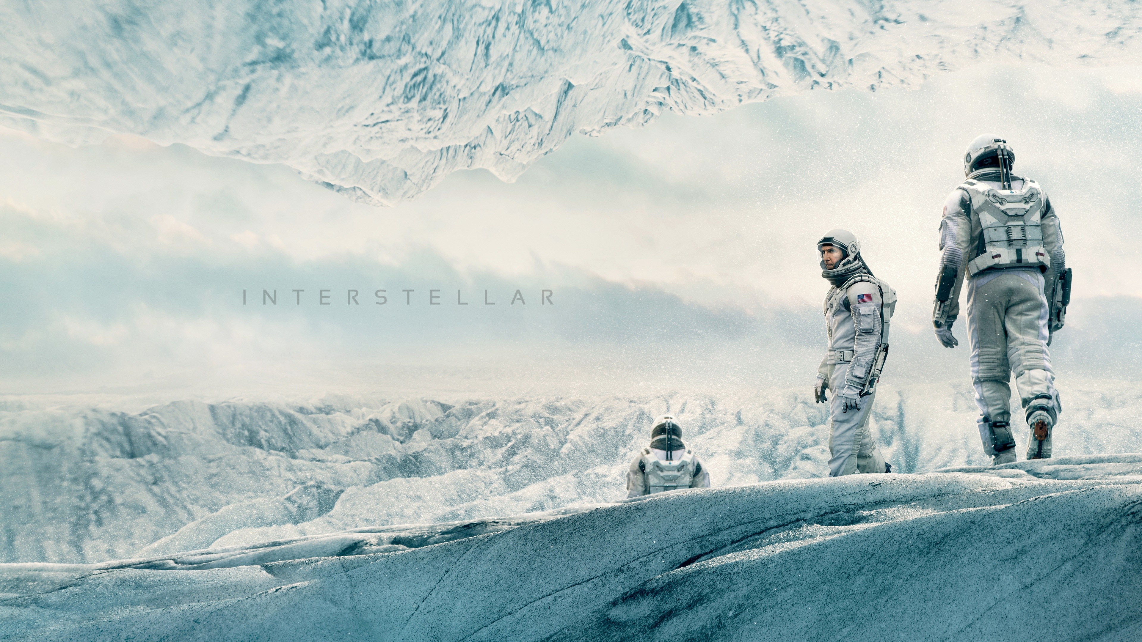 Interstellar, movie, matthew mcconaughey, space suit, snow, winter, white, sky, HD Wallpaper