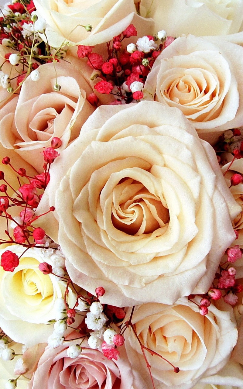 Man Made Flower, Bouquet, White Flower, Rose, White Rose, 800x1280, Phone HD Wallpaper
