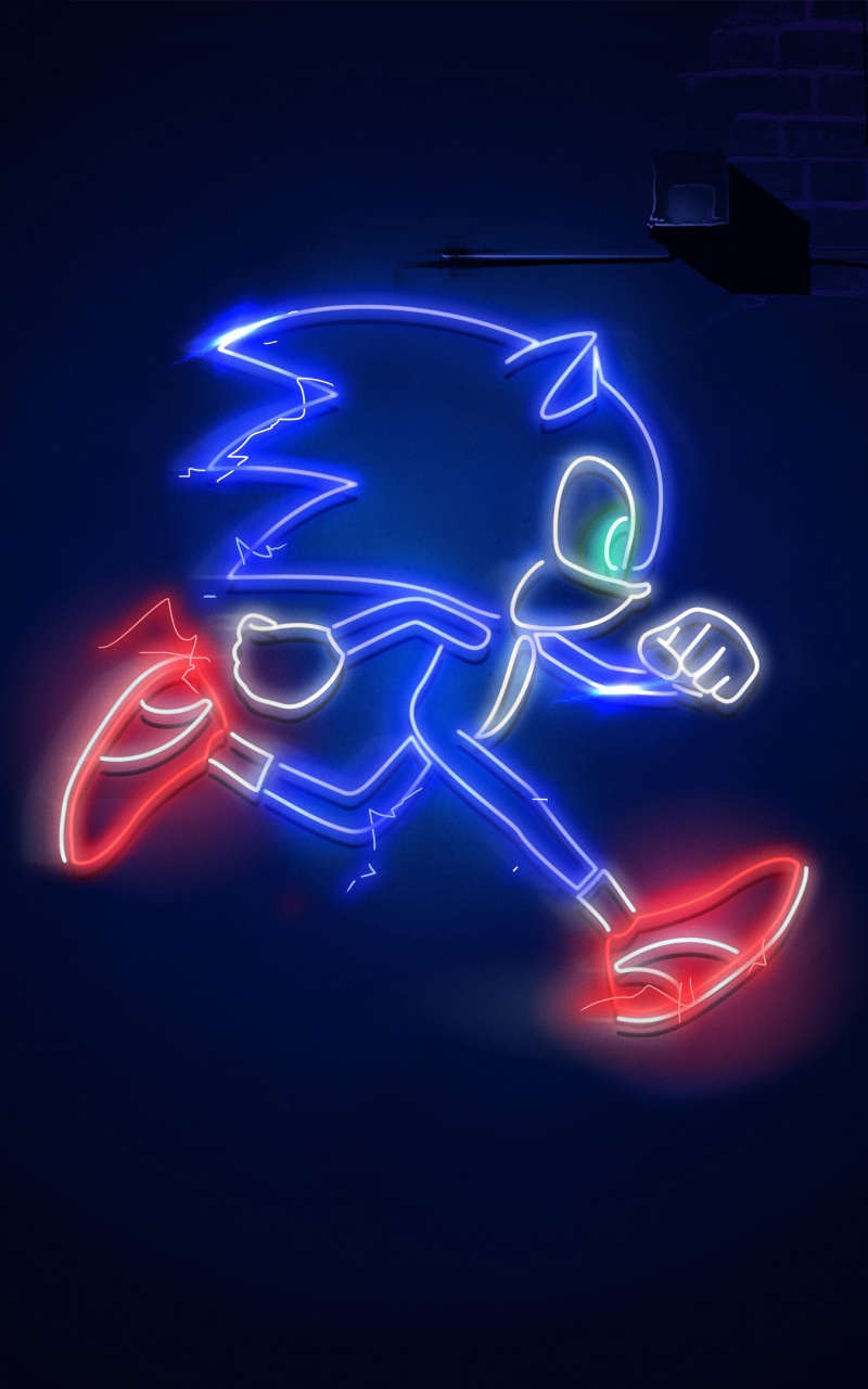 Movie Sonic the Hedgehog, Neon, 800x1280, Phone HD Wallpaper
