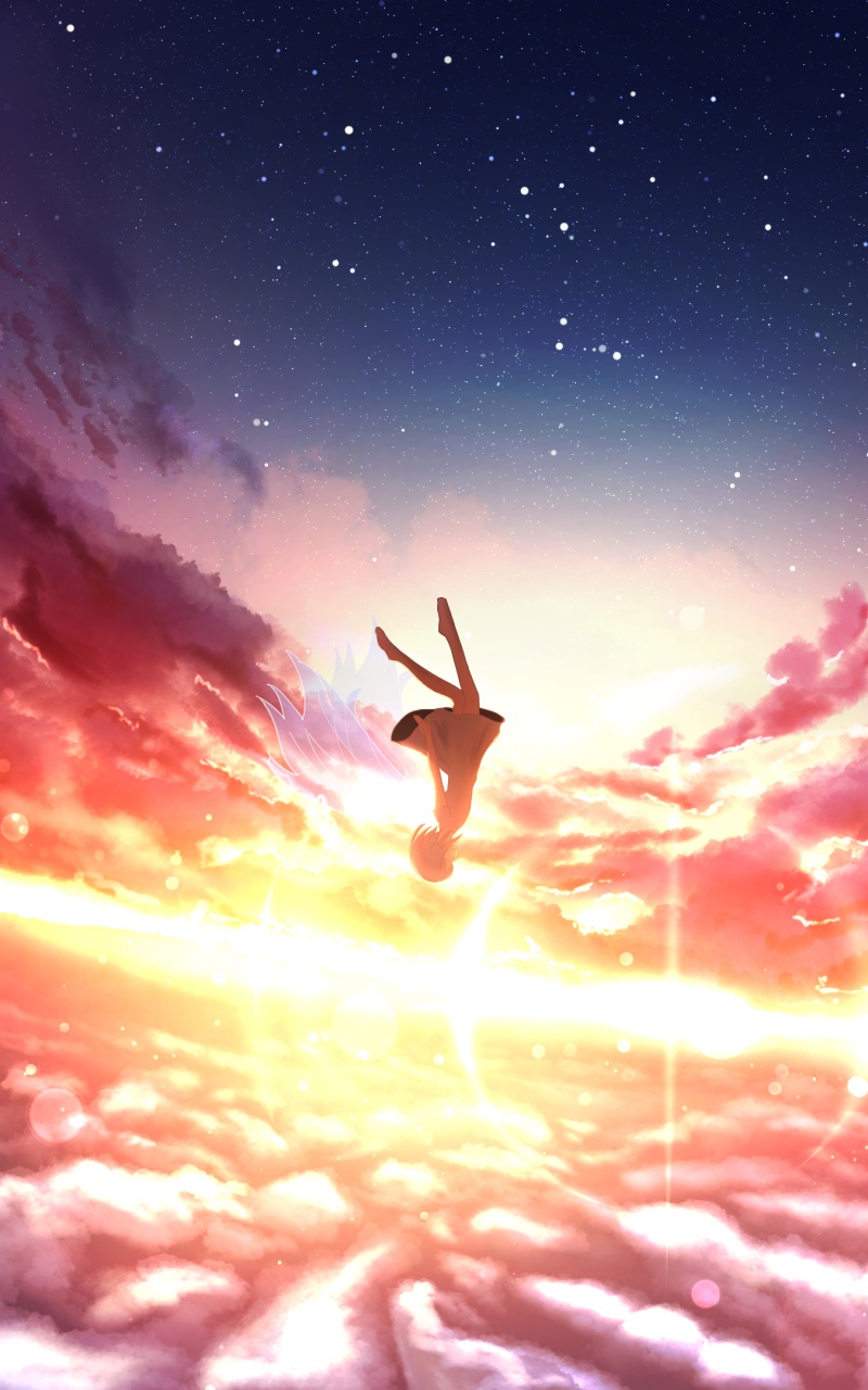 Anime Sunset, Sky, Cloud, Starry Sky, 800x1280, Phone HD Wallpaper