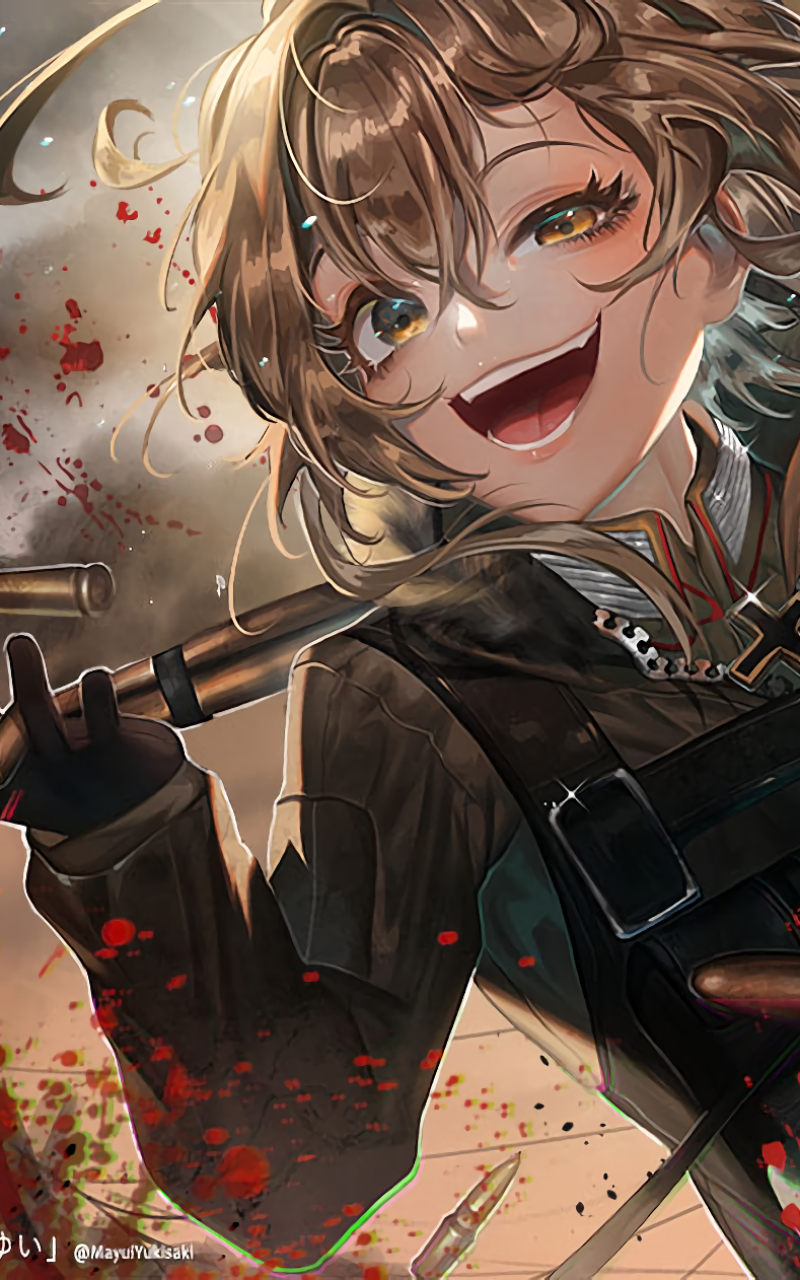 Anime Youjo Senki, Short Hair, Tanya Degurechaff, Blonde, Smile, Heterochromia, 800x1280, Phone HD Wallpaper