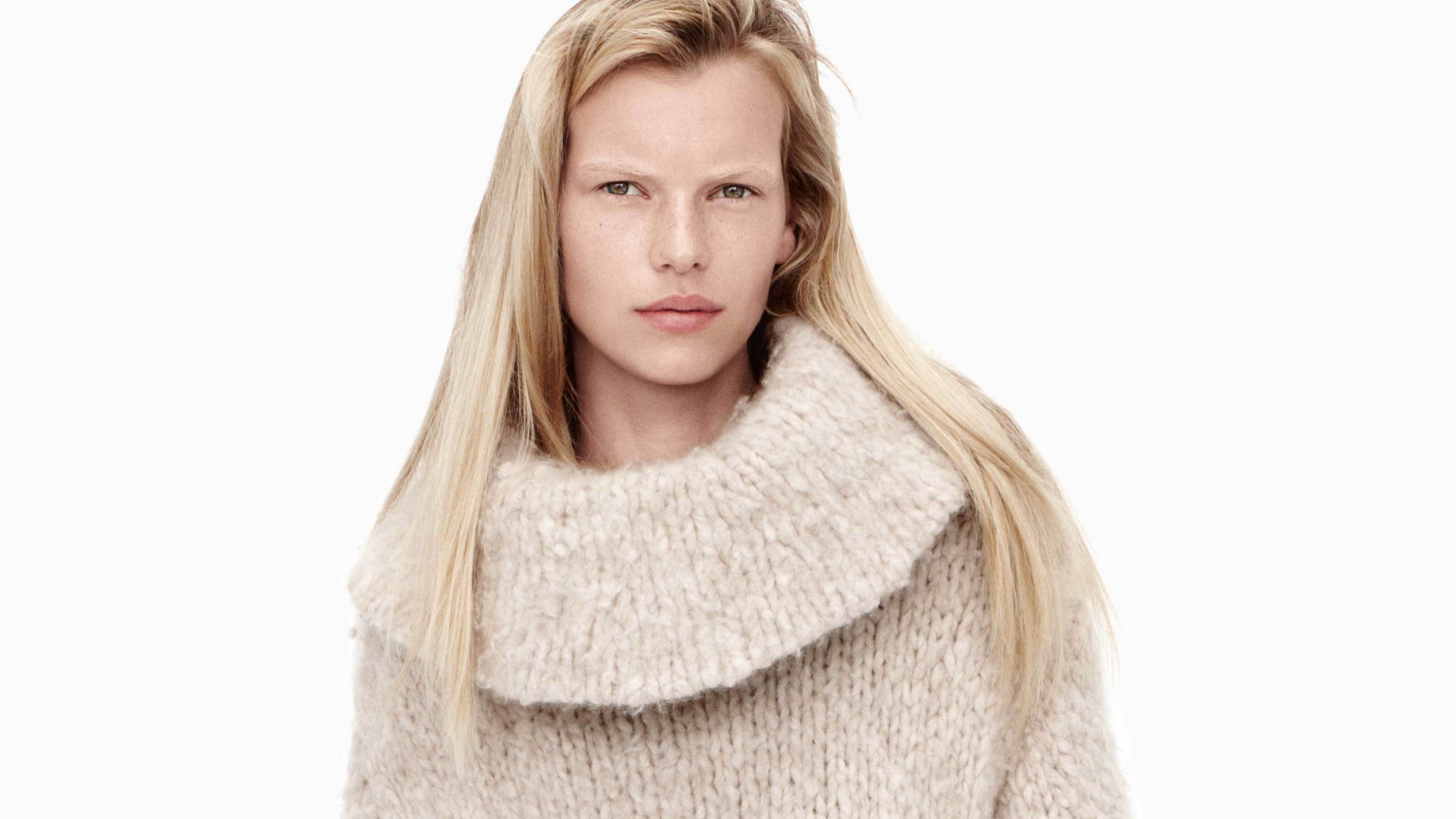 Lina Berg, model, spring 2015 top models, blonde, look, white background, HD Wallpaper