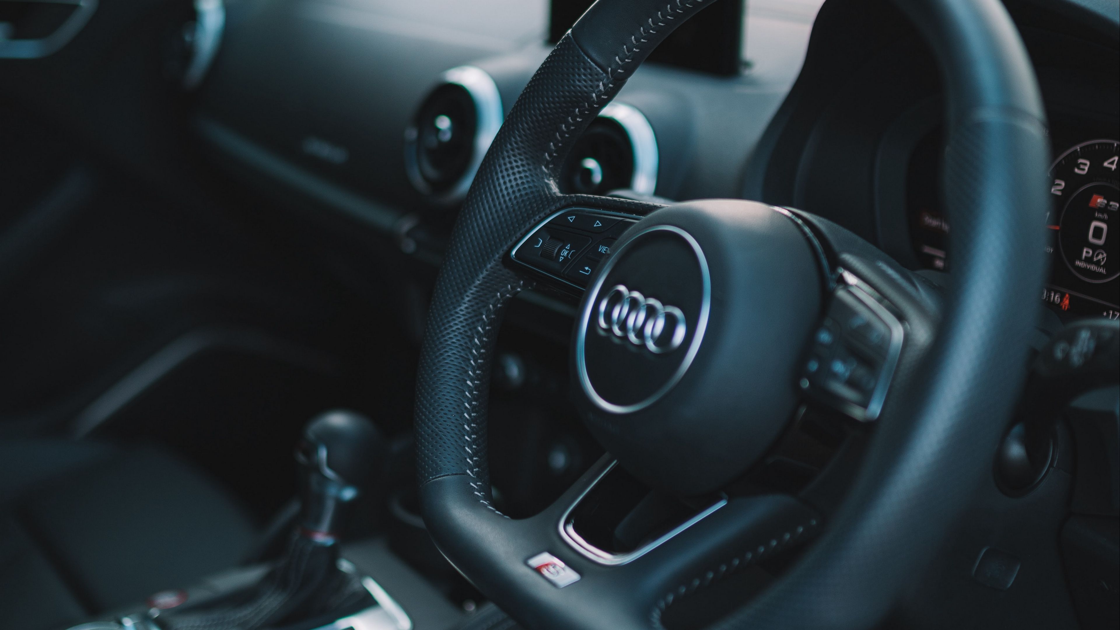 audi s3, audi, car, steering wheel, interior, 4k, HD Wallpaper