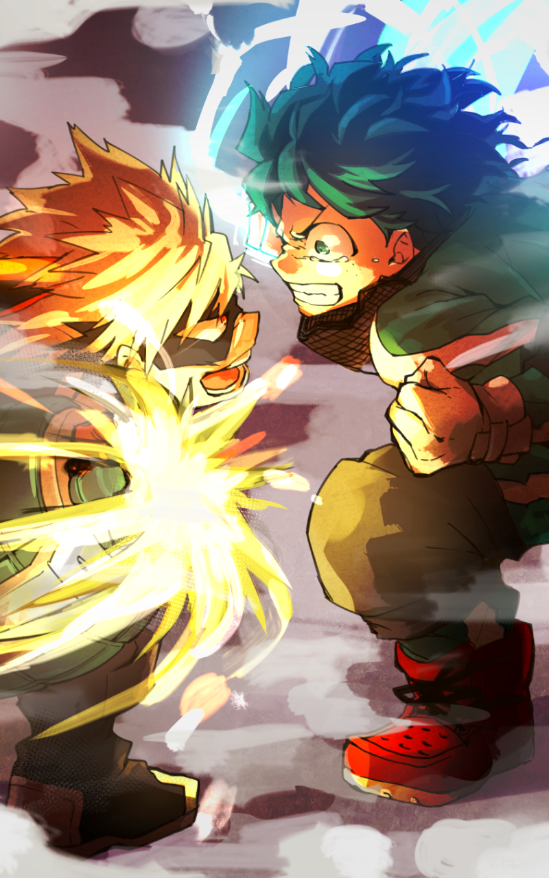 Anime My Hero Academia, Katsuki Bakugou, Izuku Midoriya, 800x1280, Phone HD Wallpaper