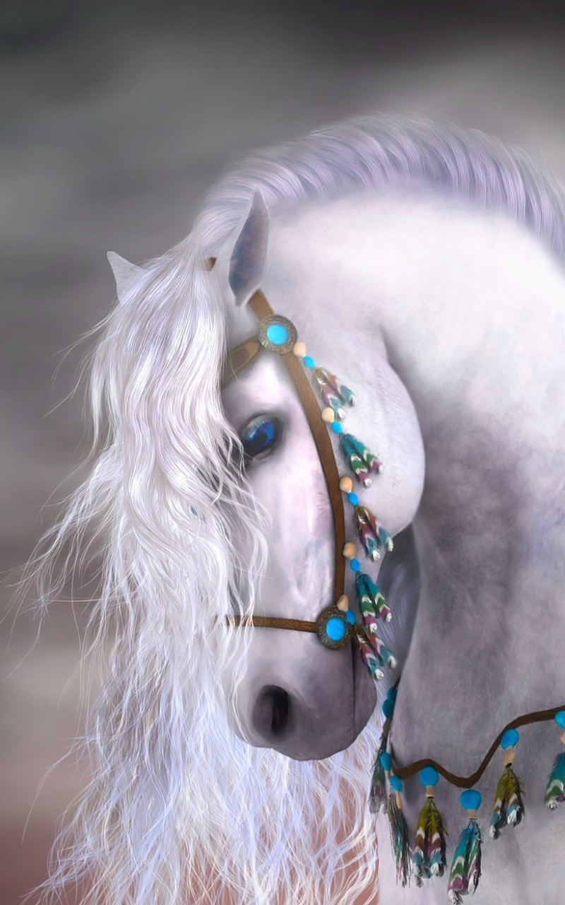 Fantasy Horse, Feather, Blue Eyes, 800x1280, Phone HD Wallpaper