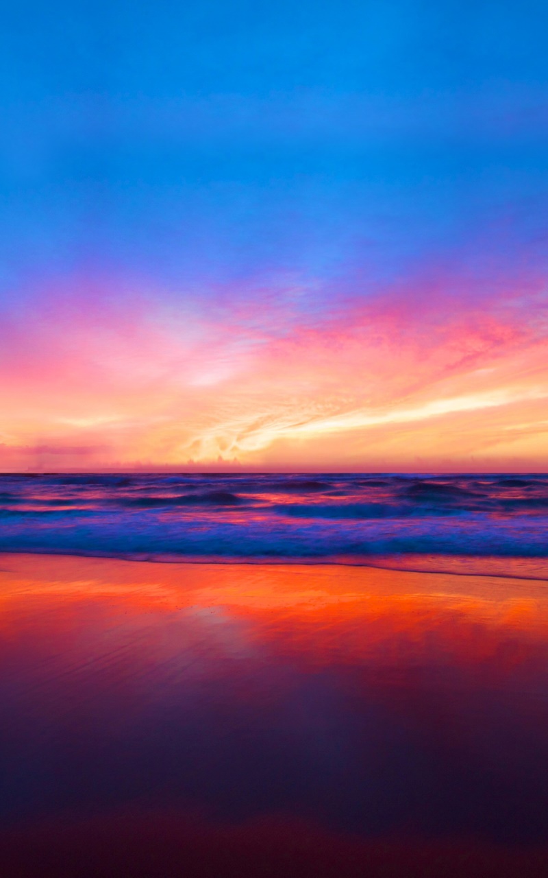 Earth Sunset, Scenic, Horizon, Beach, Colorful, 800x1280, Phone HD Wallpaper