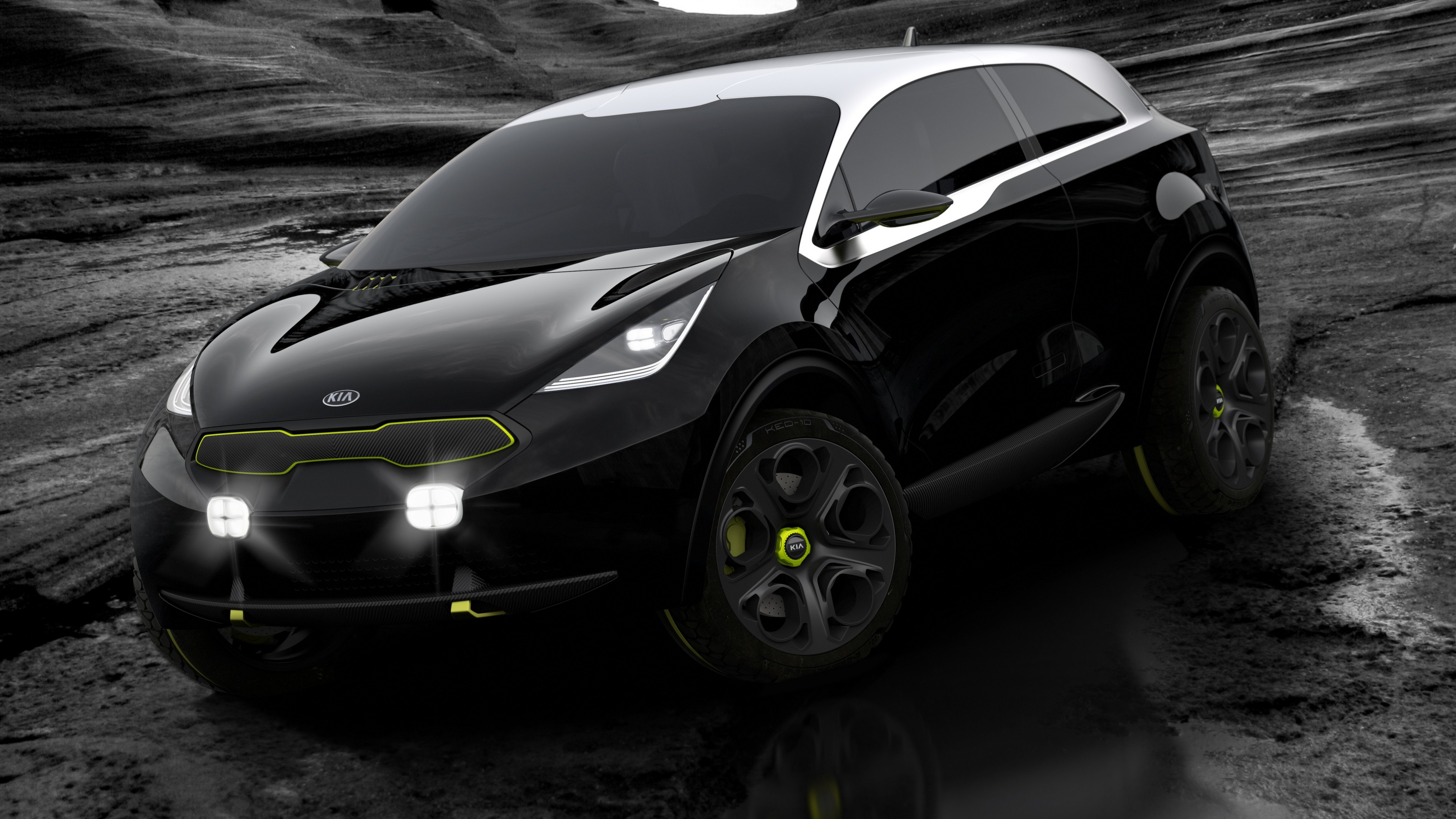 Kia Niro, concept, Kia, crossover, hybrid, ecosafe, black, mountain, test-drive, HD Wallpaper